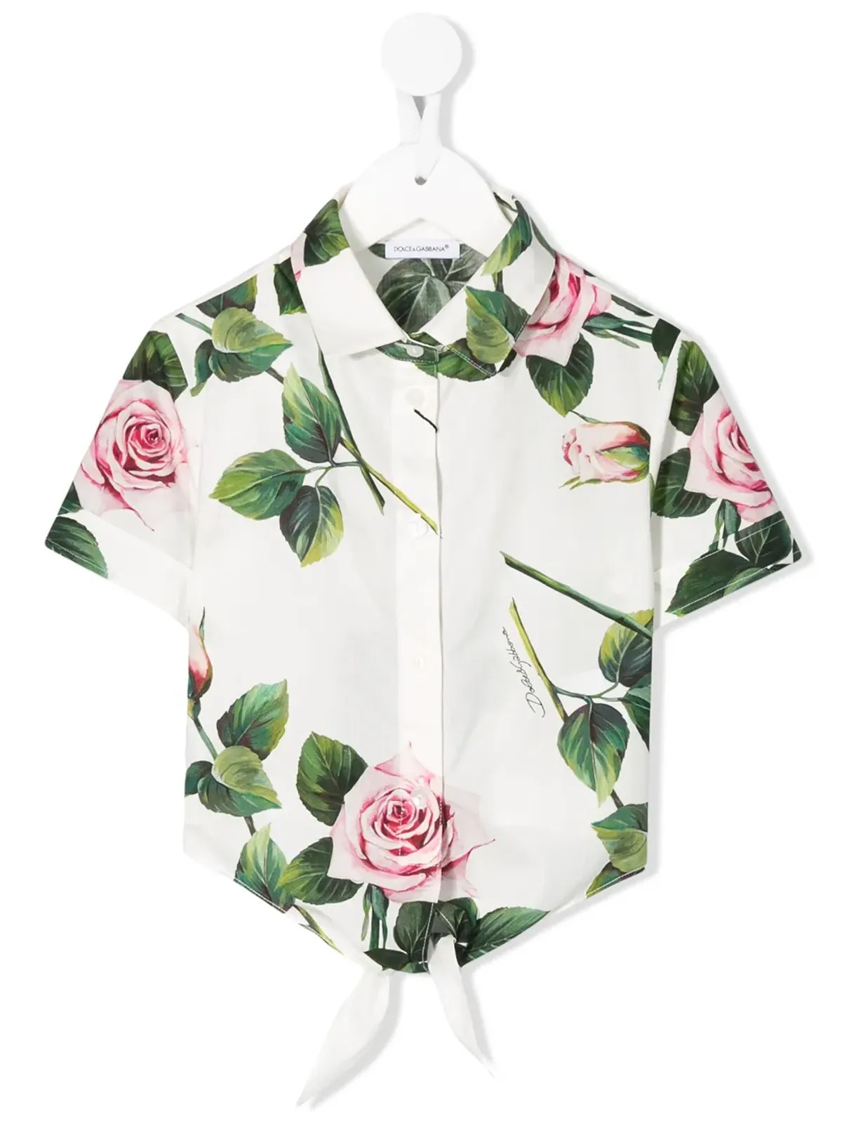 Dolce & Gabbana Kids rose print cropped shirt - White - 画像1