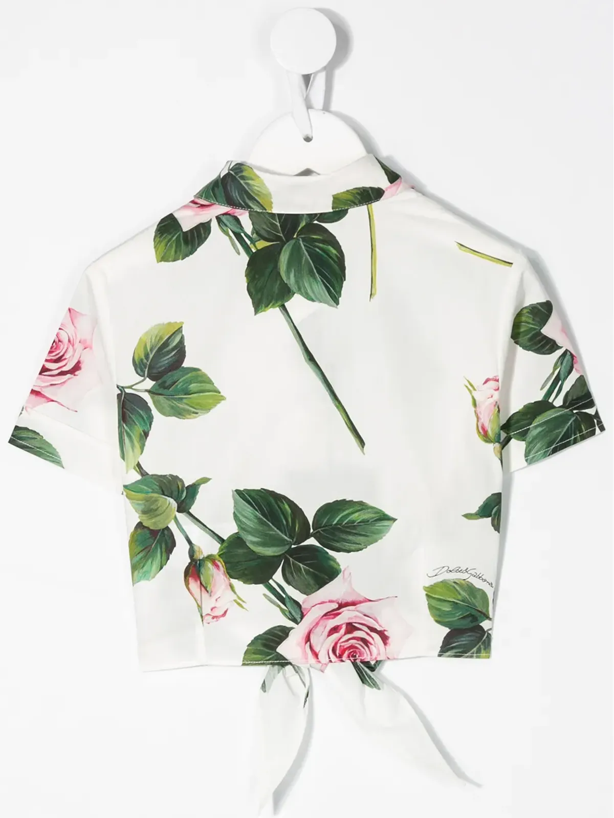 Dolce & Gabbana Kids rose print cropped shirt - White - 画像2