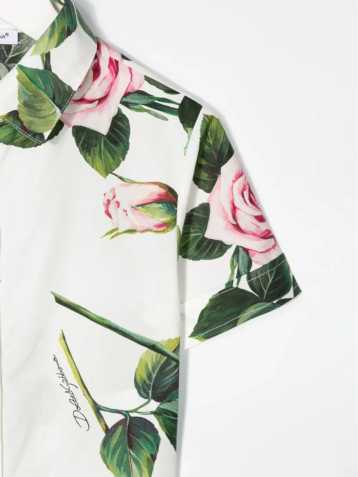 Dolce & Gabbana Kids rose print cropped shirt - White - 画像3