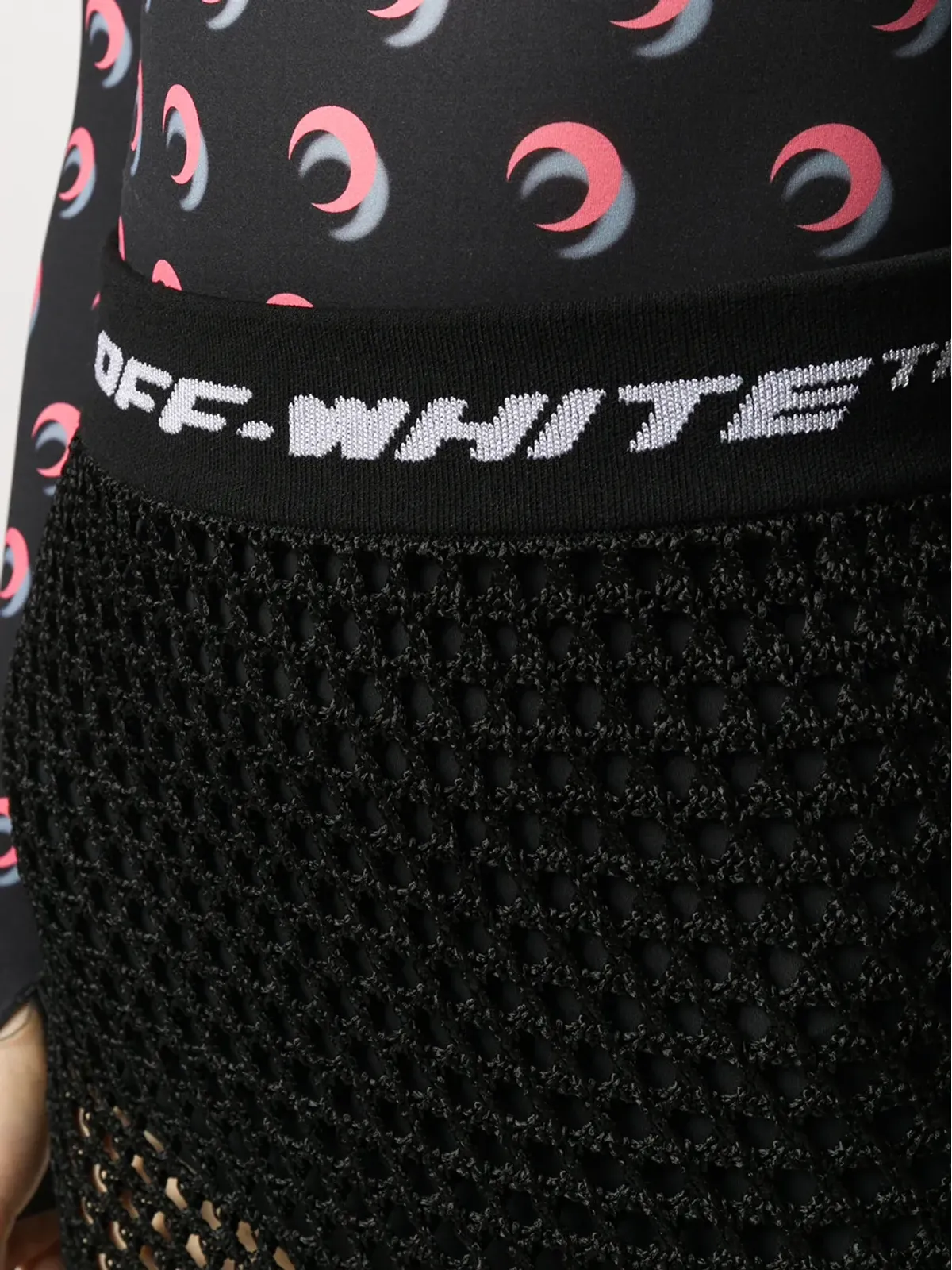 Off-White ロゴ入りウエストバンド フィッシュネット スカート - 画像5