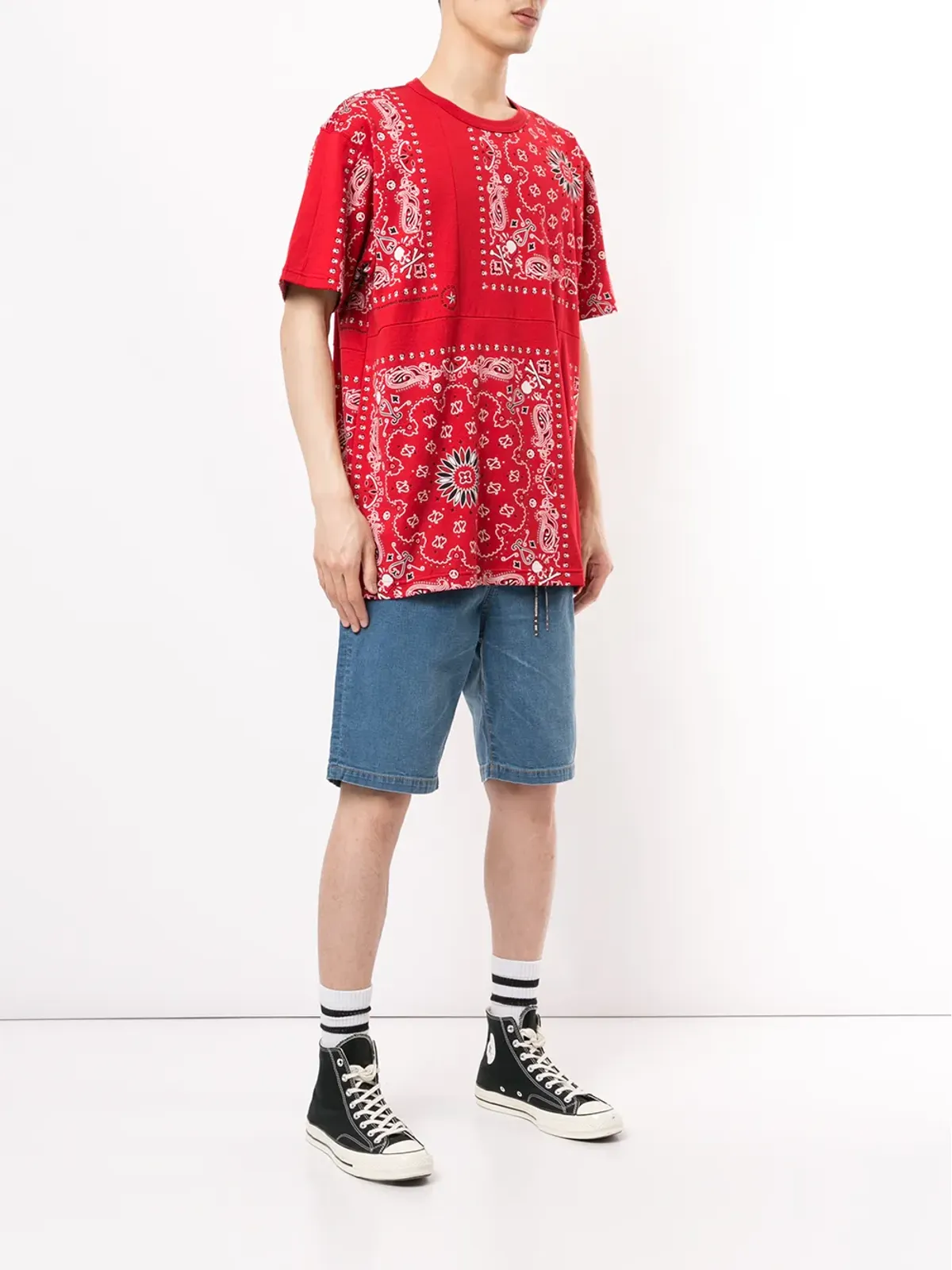 Mastermind World クルーネック バンダナプリント Tシャツ - レッド - 画像3