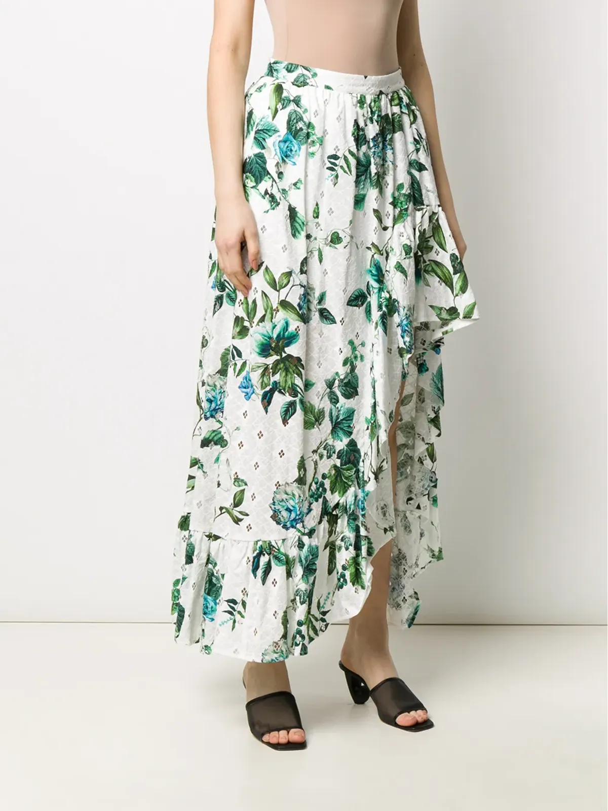 Blumarine アシンメトリック フリル花柄プリントスカート - 画像3