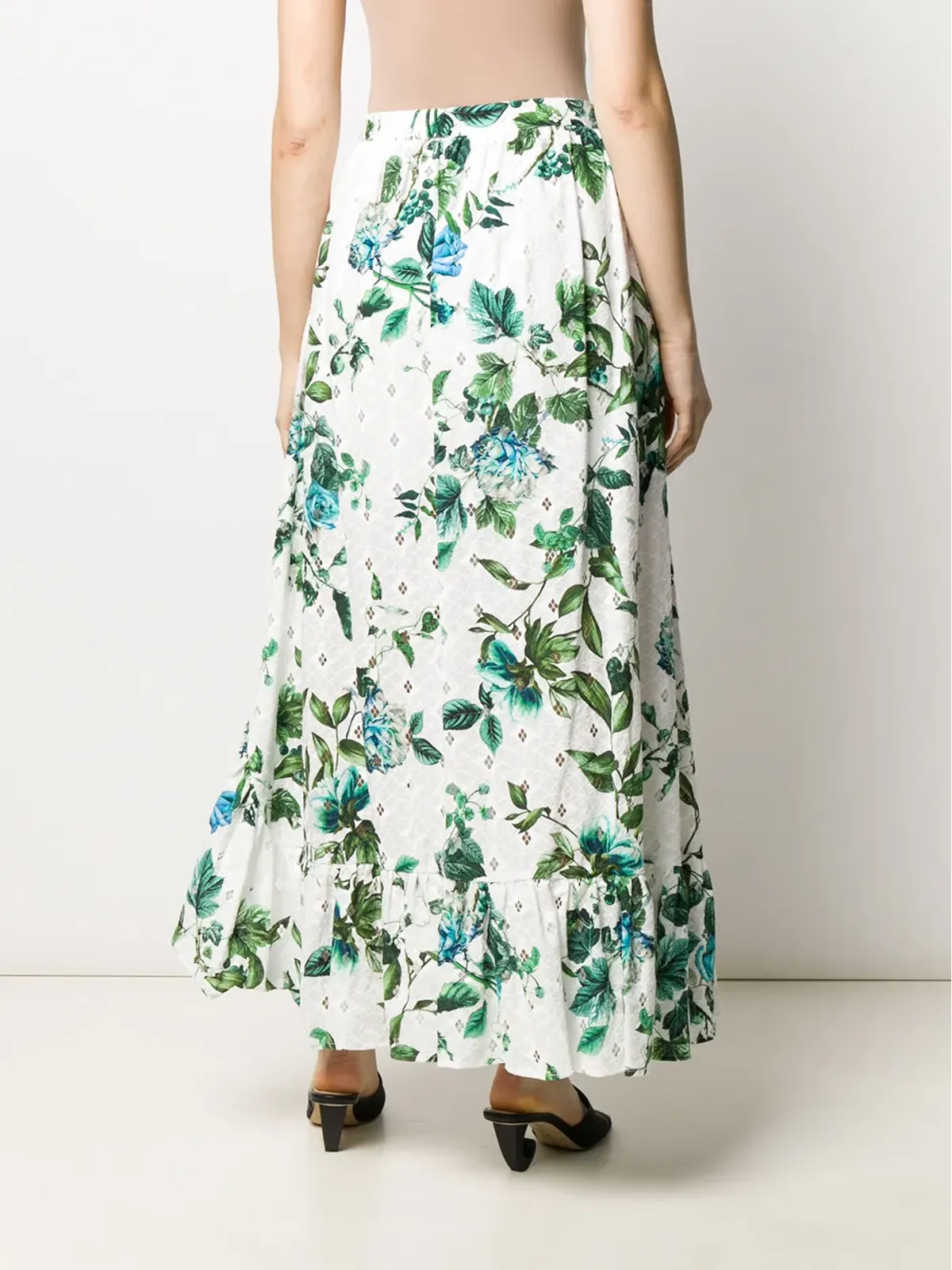 Blumarine アシンメトリック フリル花柄プリントスカート - 画像4