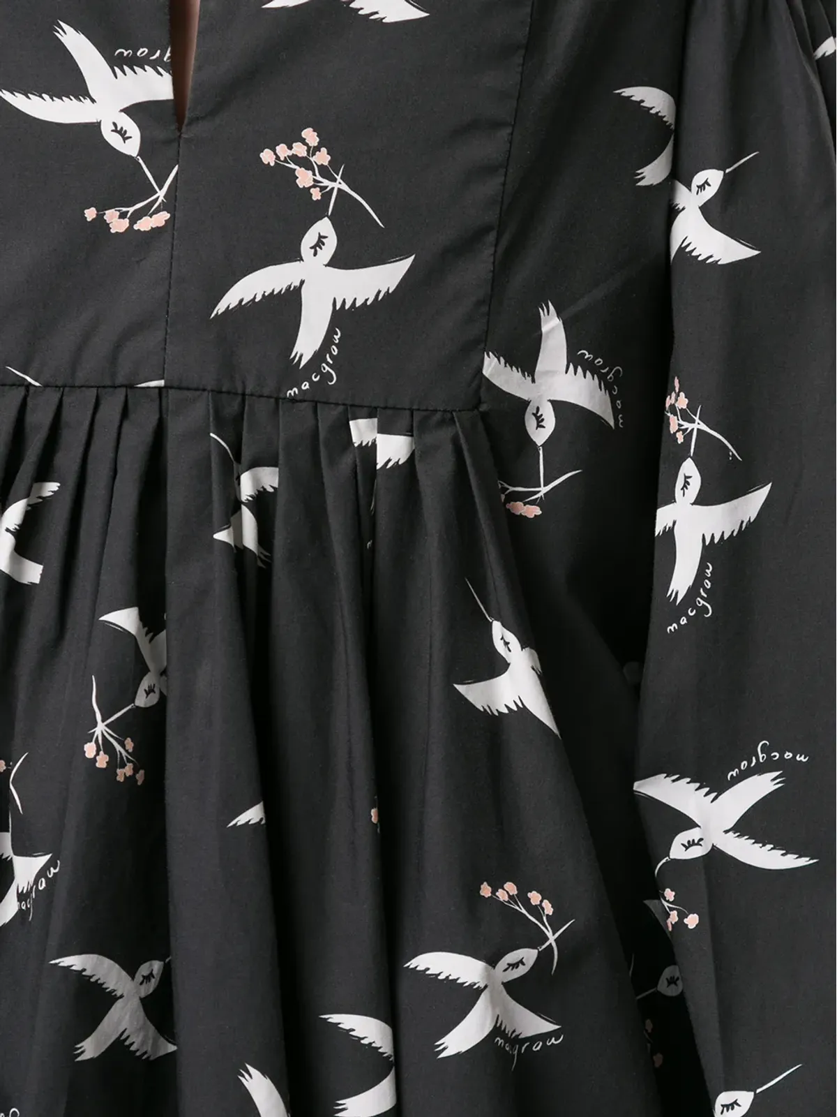 Macgraw 鳥柄プリント パフスリーブ ブラウス - 画像5