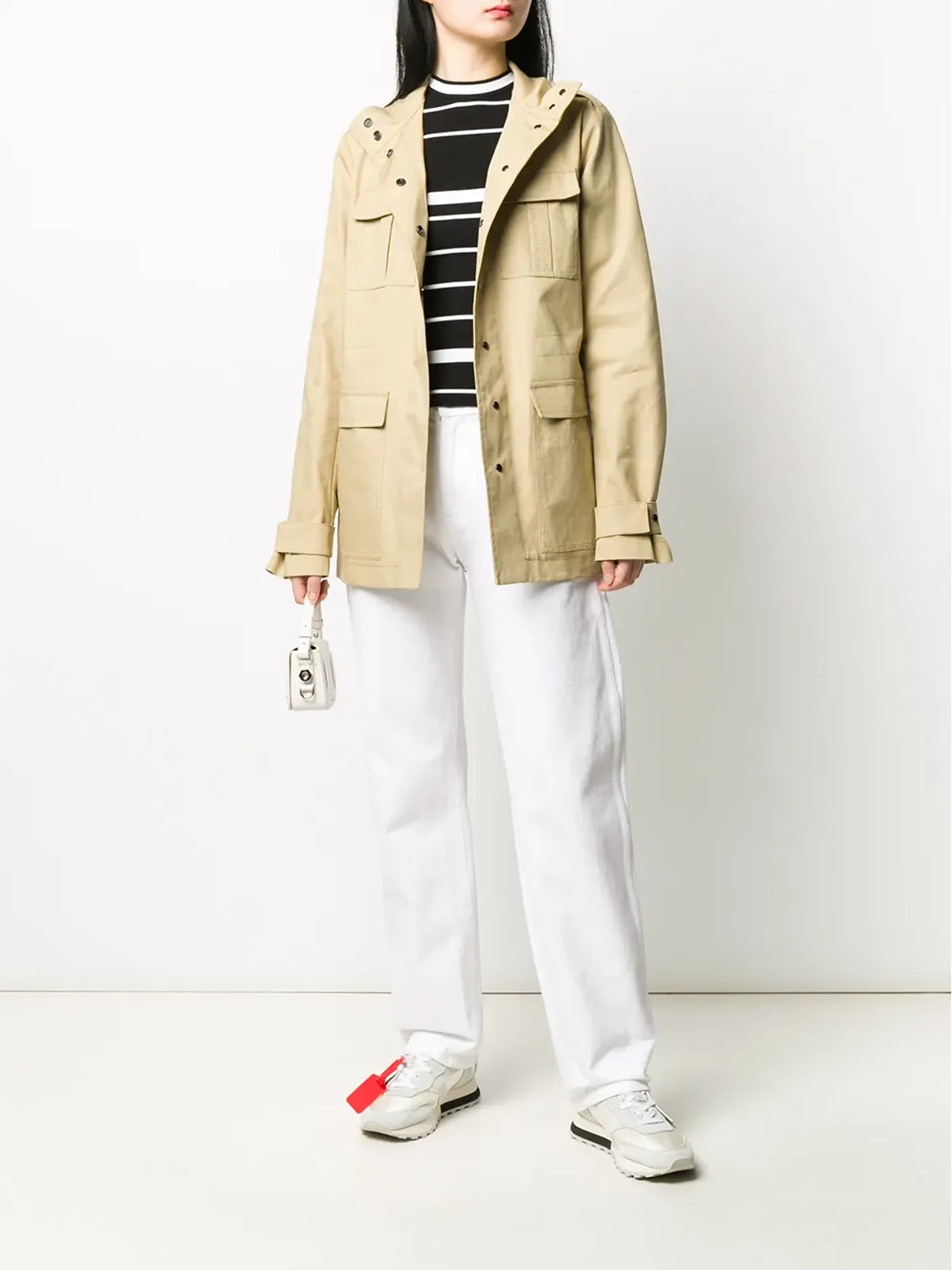 Off-White 透孔ショートトレンチコート - 画像2