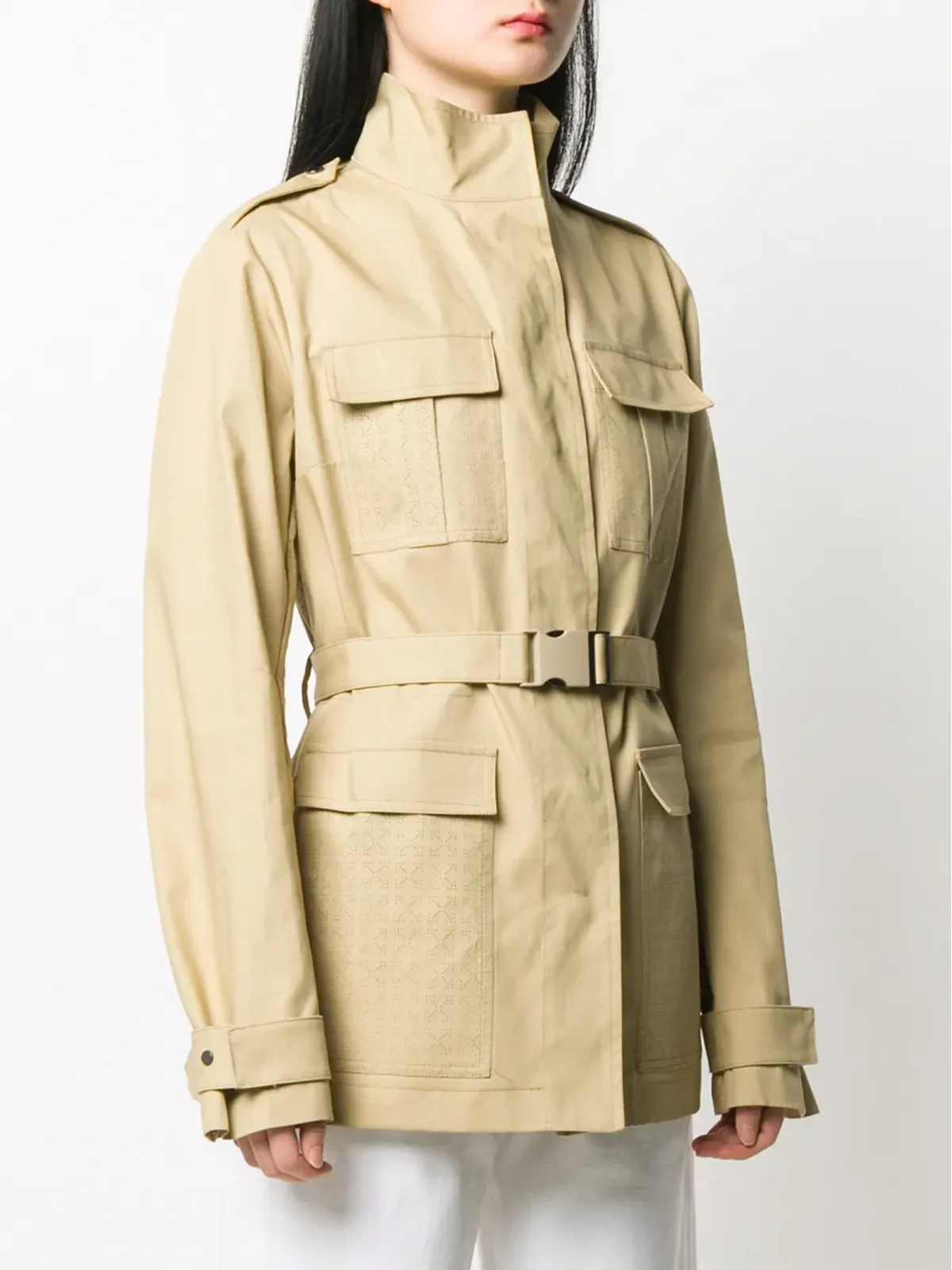 Off-White 透孔ショートトレンチコート - 画像3