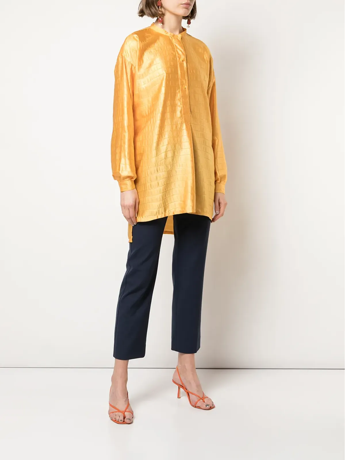Sies Marjan Azra クロコダイルエンボス サテンシャツ - 画像3
