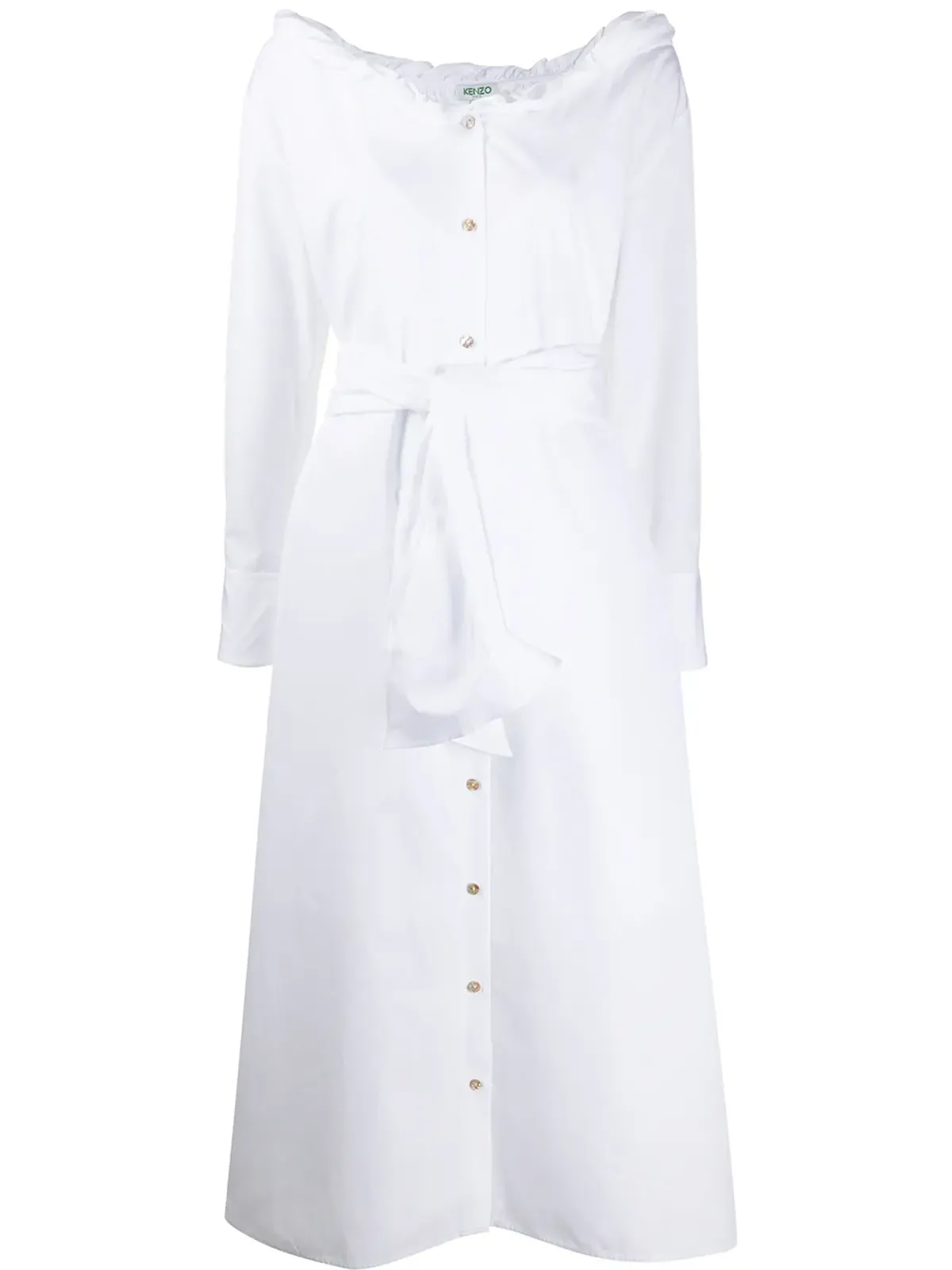 Kenzo タイウエストボタン・スルー ミディドレス - White - 画像1