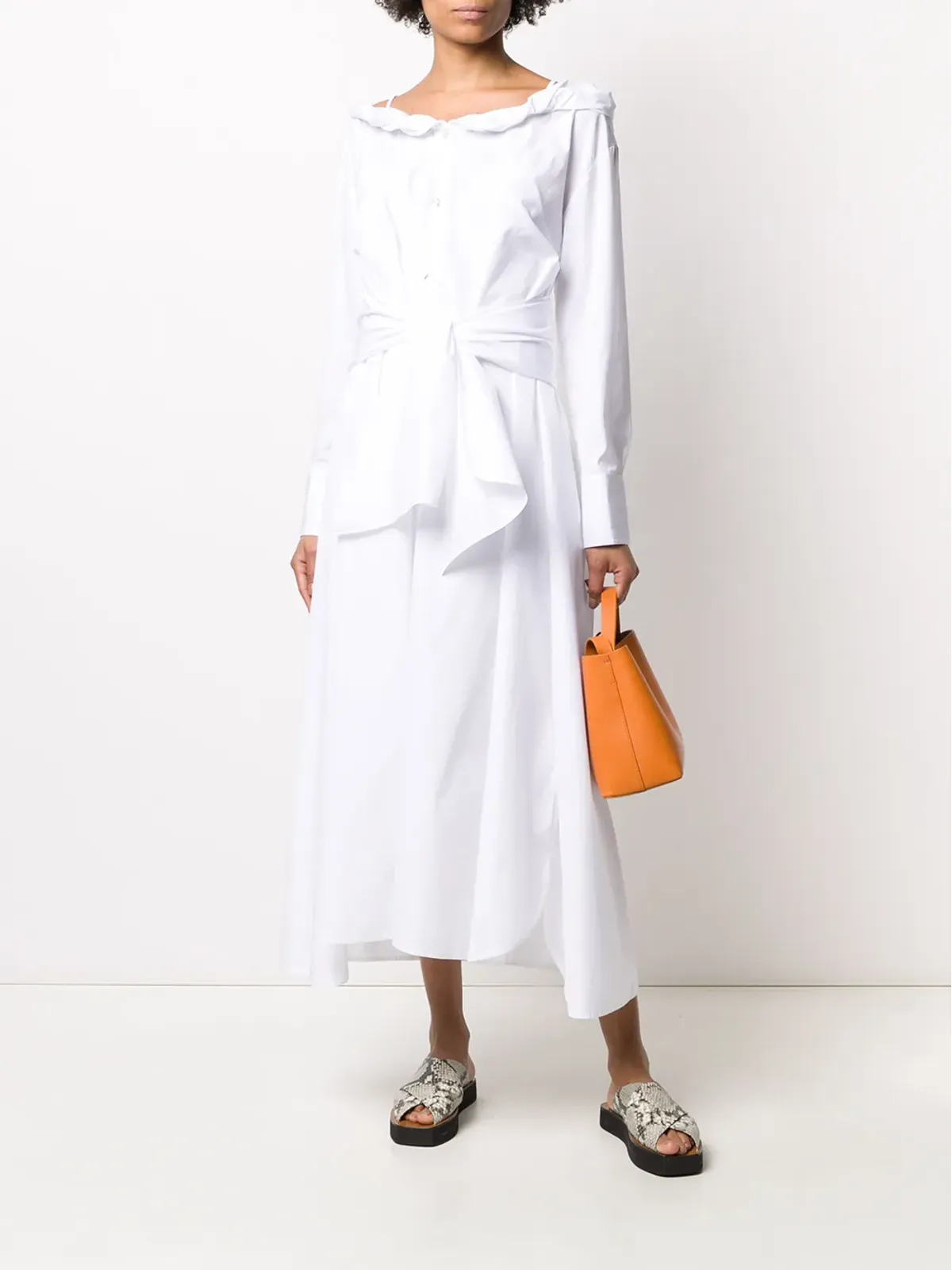 Kenzo タイウエストボタン・スルー ミディドレス - White - 画像2