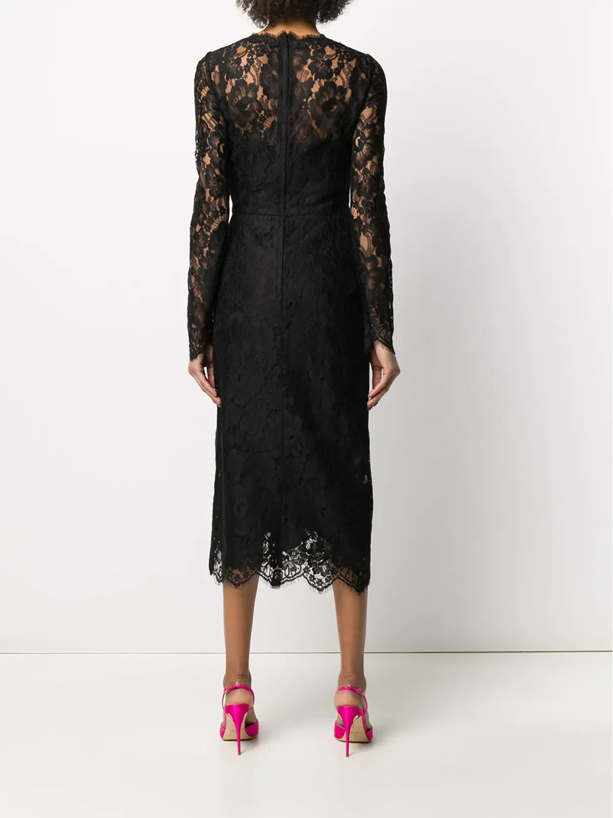 Dolce & Gabbana ガローンレースのラップミディドレス - 画像4