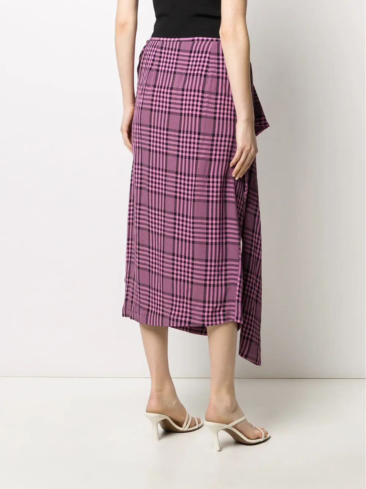 Colville チェック柄アシンメトリックシャツスタイルスカート - 画像4