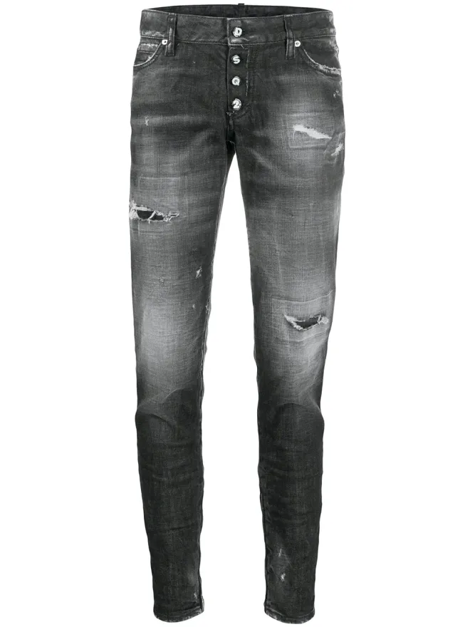 Dsquared2 DSQUARED2 ディストレストジップドアンクルスキニーパンツの商品画像