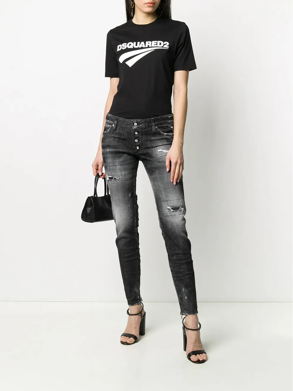 DSQUARED2 ディストレストジップドアンクルスキニーパンツ - 画像2