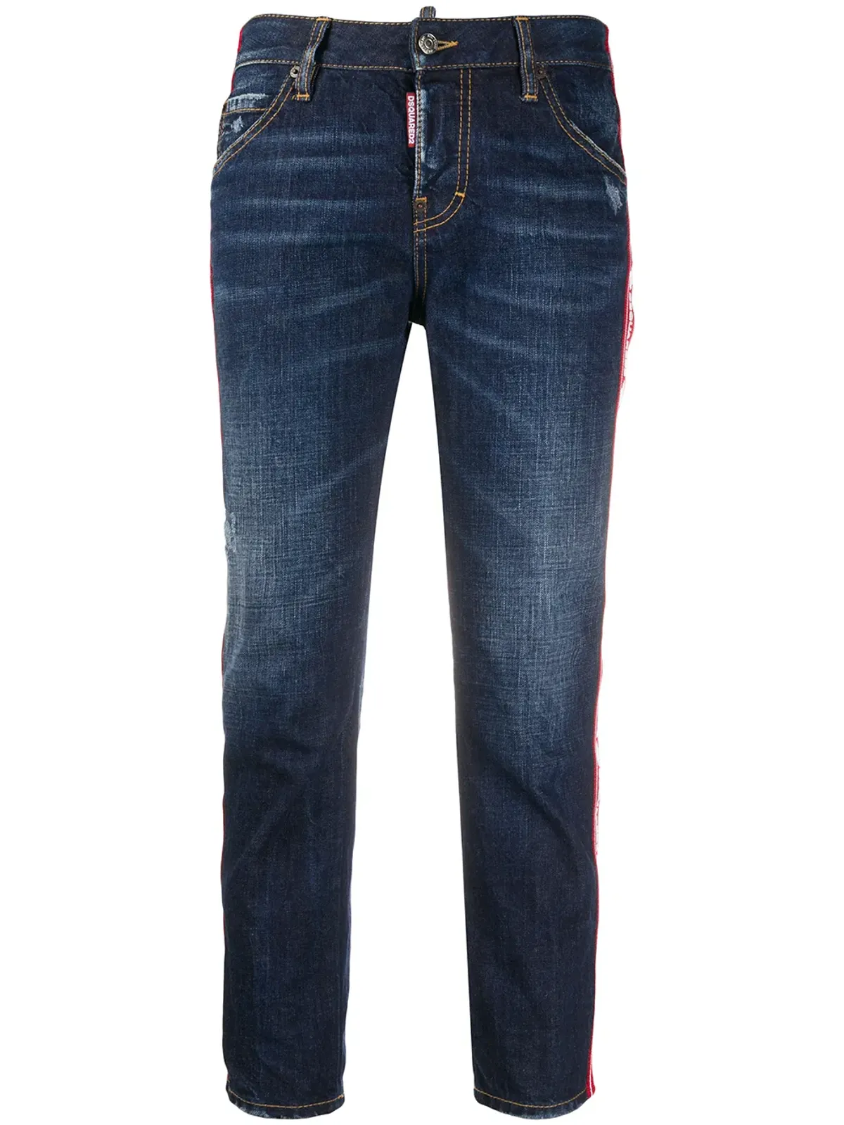DSQUARED2 ロゴテープ付きクロップドジーンズ - 画像1