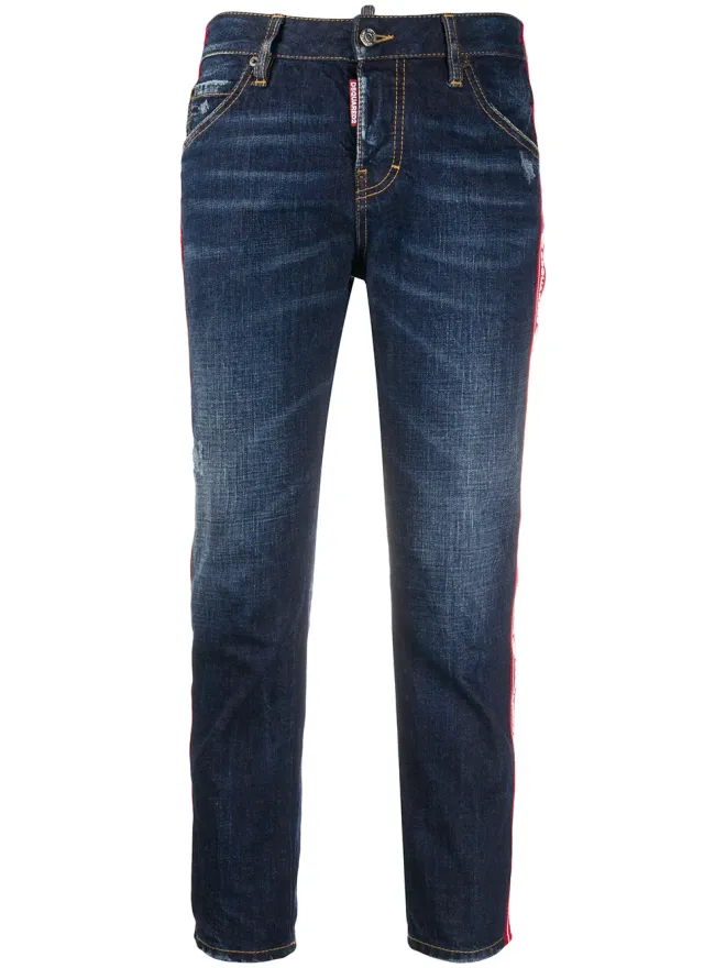 Dsquared2 DSQUARED2 ロゴテープ付きクロップドジーンズの商品画像
