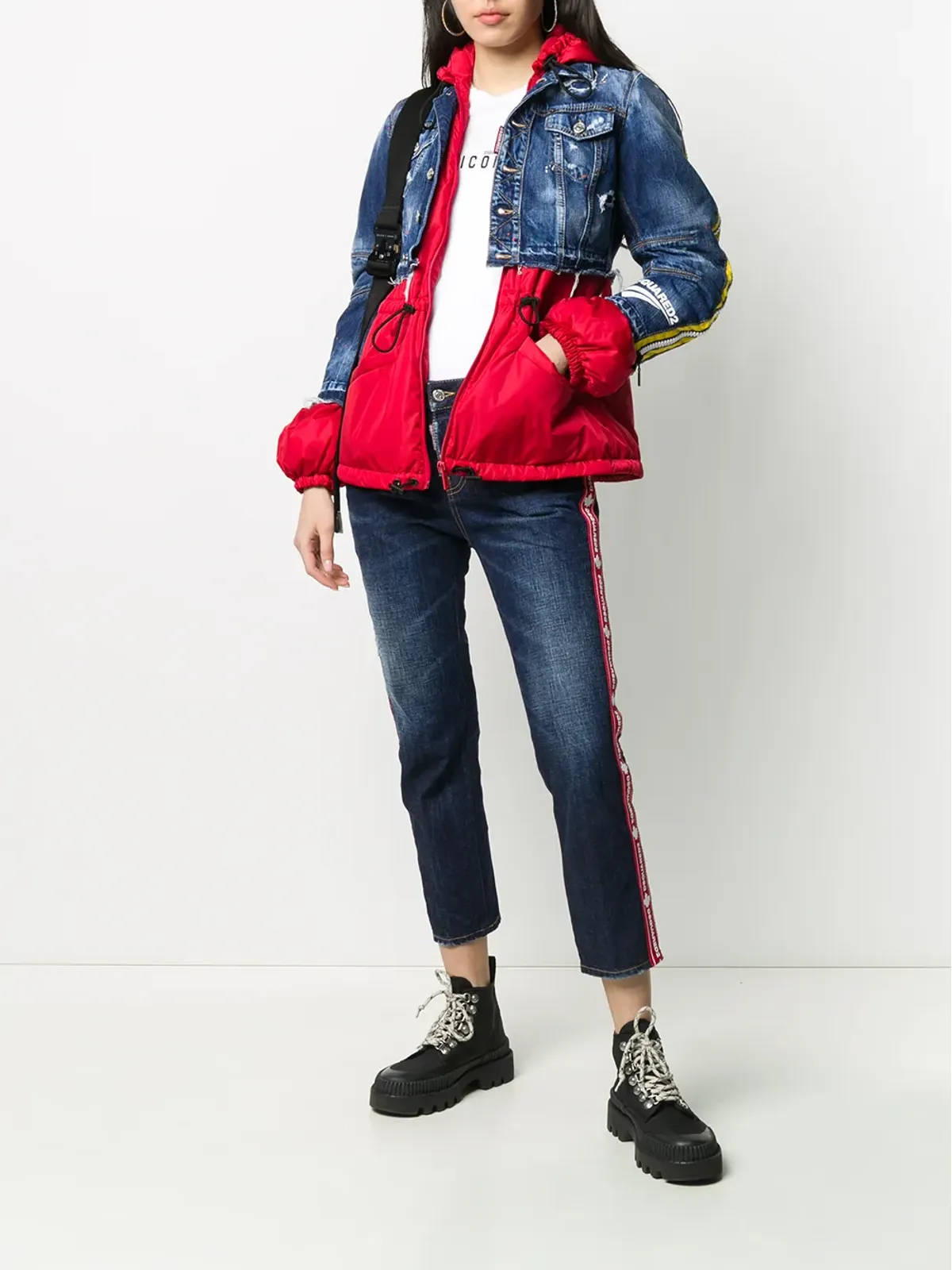 DSQUARED2 ロゴテープ付きクロップドジーンズ - 画像2