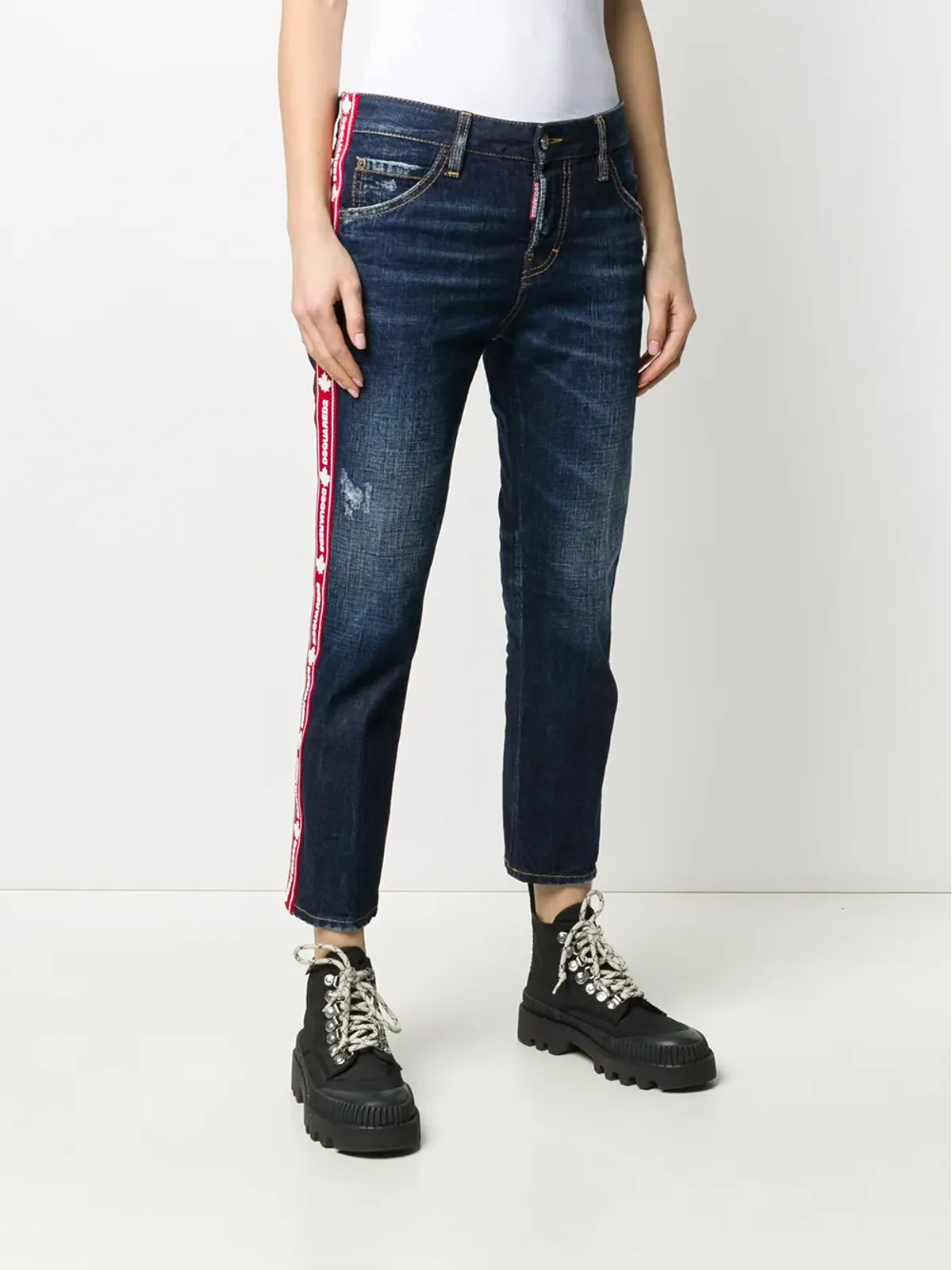 DSQUARED2 ロゴテープ付きクロップドジーンズ - 画像3