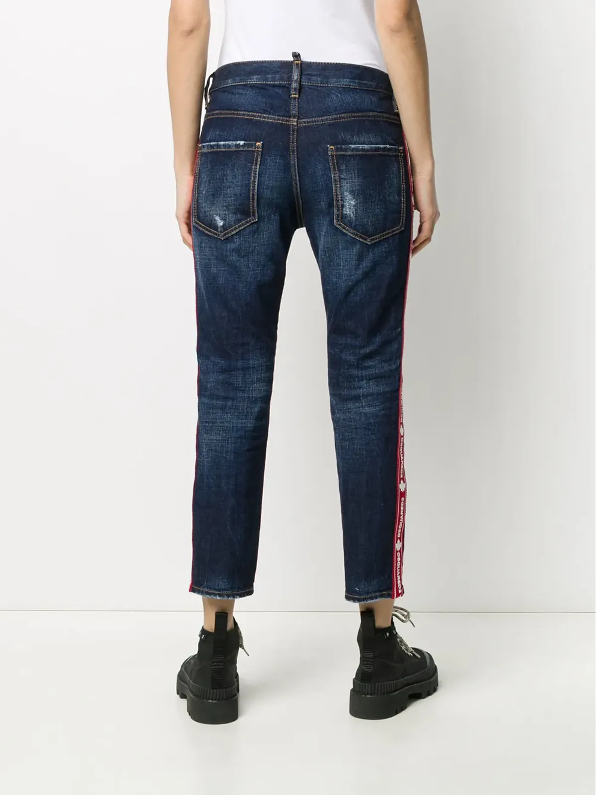 DSQUARED2 ロゴテープ付きクロップドジーンズ - 画像4