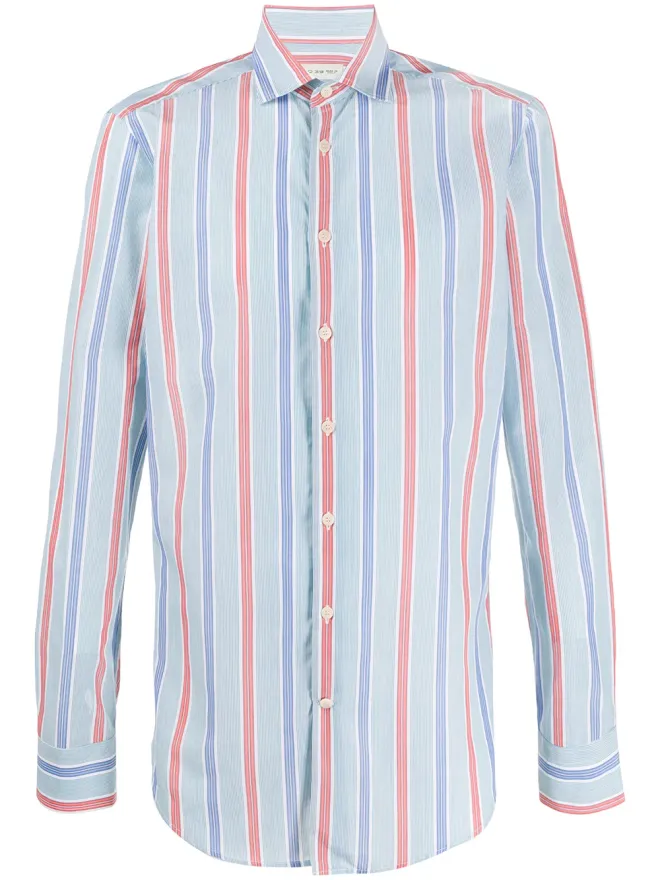 ETRO ETRO striped long-sleeved shirt - Greenの商品画像
