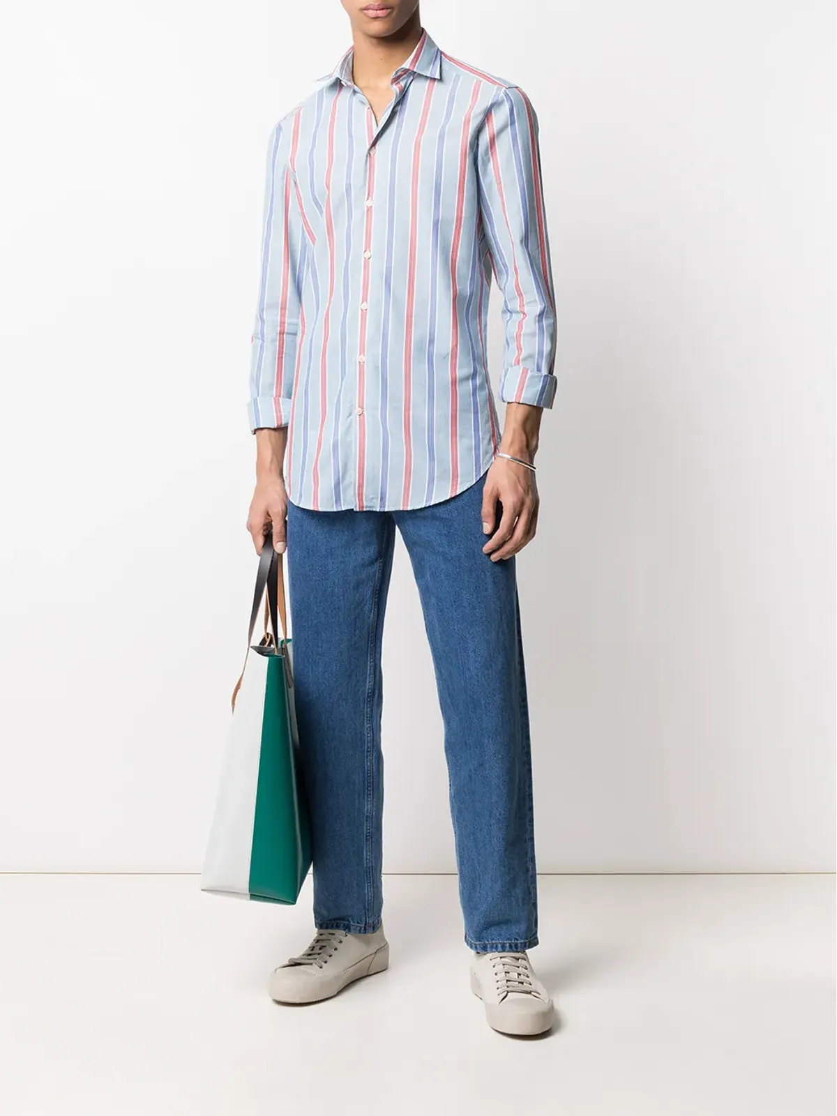 ETRO striped long-sleeved shirt - Green - 画像2