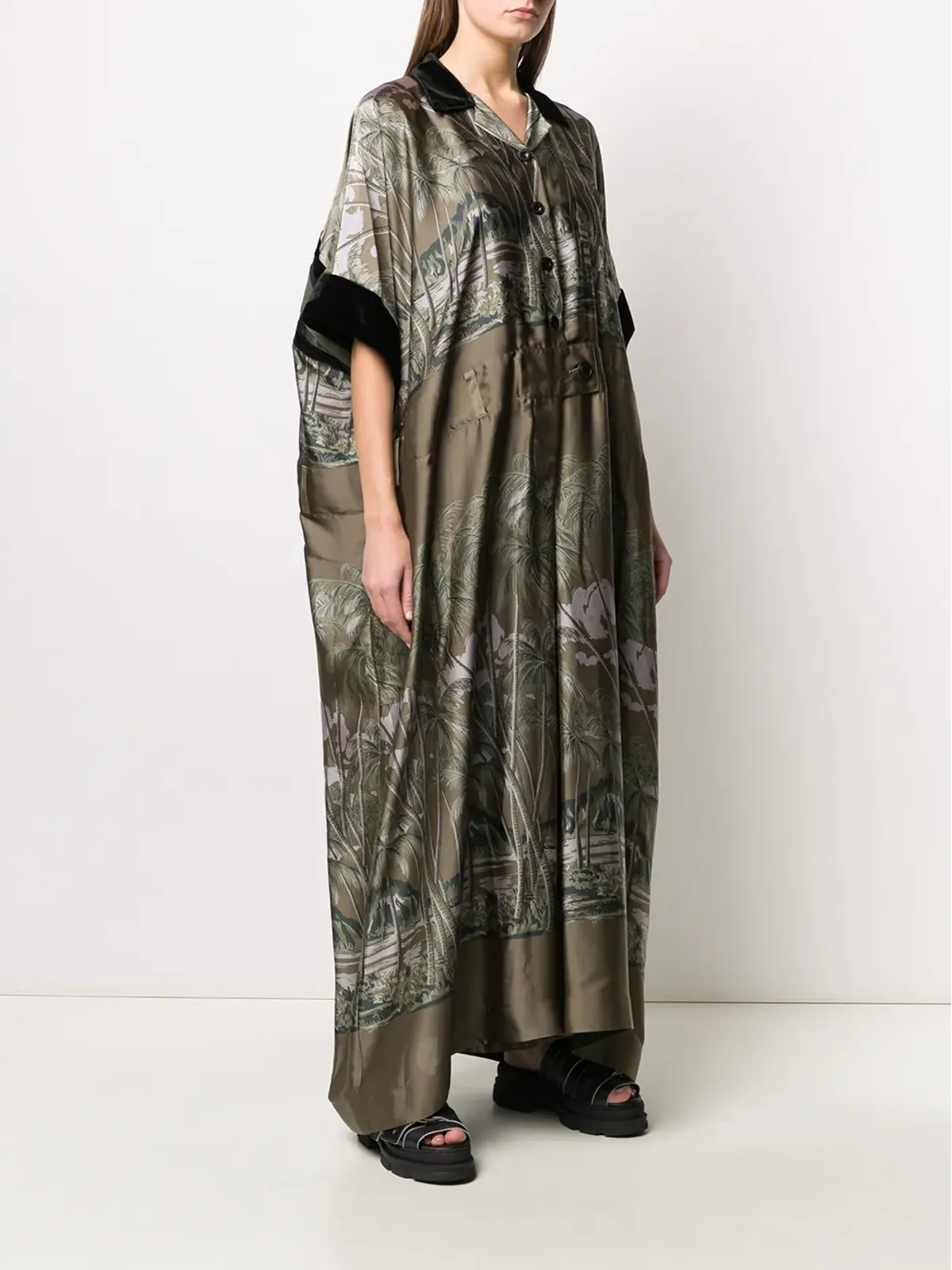 sacai tropical print maxi shirt dress - Green - 画像3