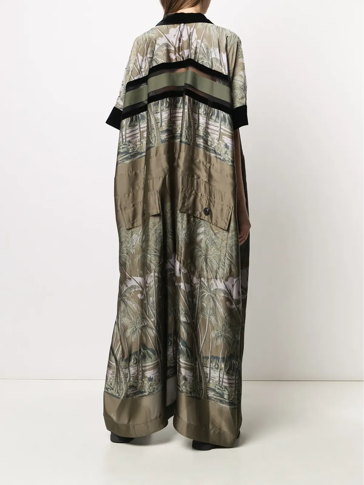sacai tropical print maxi shirt dress - Green - 画像4