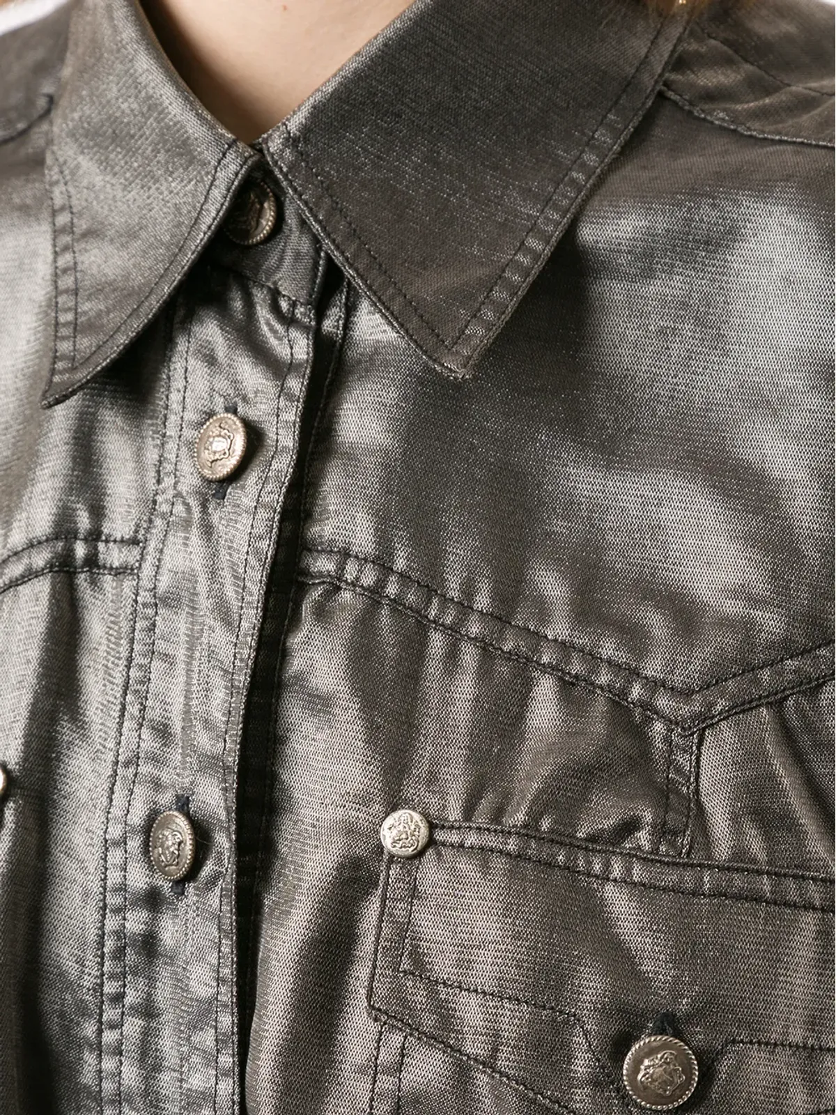 Versace Pre-Owned メタリック ノースリーブシャツ - 画像5
