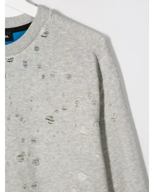 Diesel Kids TEEN distressed crew neck sweatshirt - Grey - サムネイル3