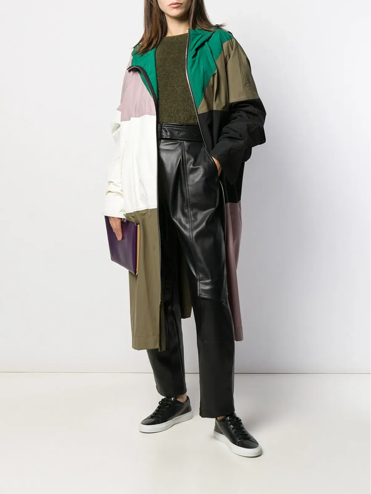 Colville フード付きパッチワークコート - 画像2