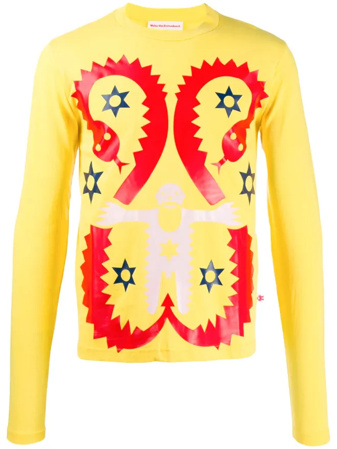 Walter Van Beirendonck Pre-Owned Walter Van Beirendonck Pre-Owned 2009 スネークプリント長袖Tシャツ - イエローの商品画像