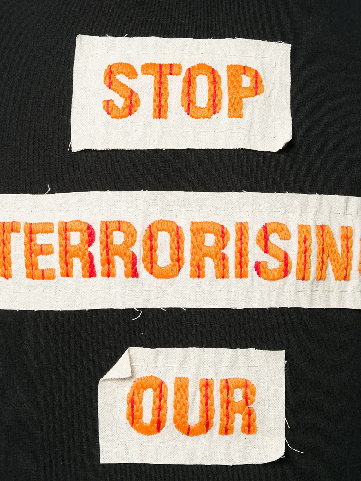 Walter Van Beirendonck Pre-Owned Stop Terrorising Our World パッチTシャツ - ブラック - 画像5