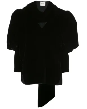 KHAITE Jones silk velvet top - Black - サムネイル1