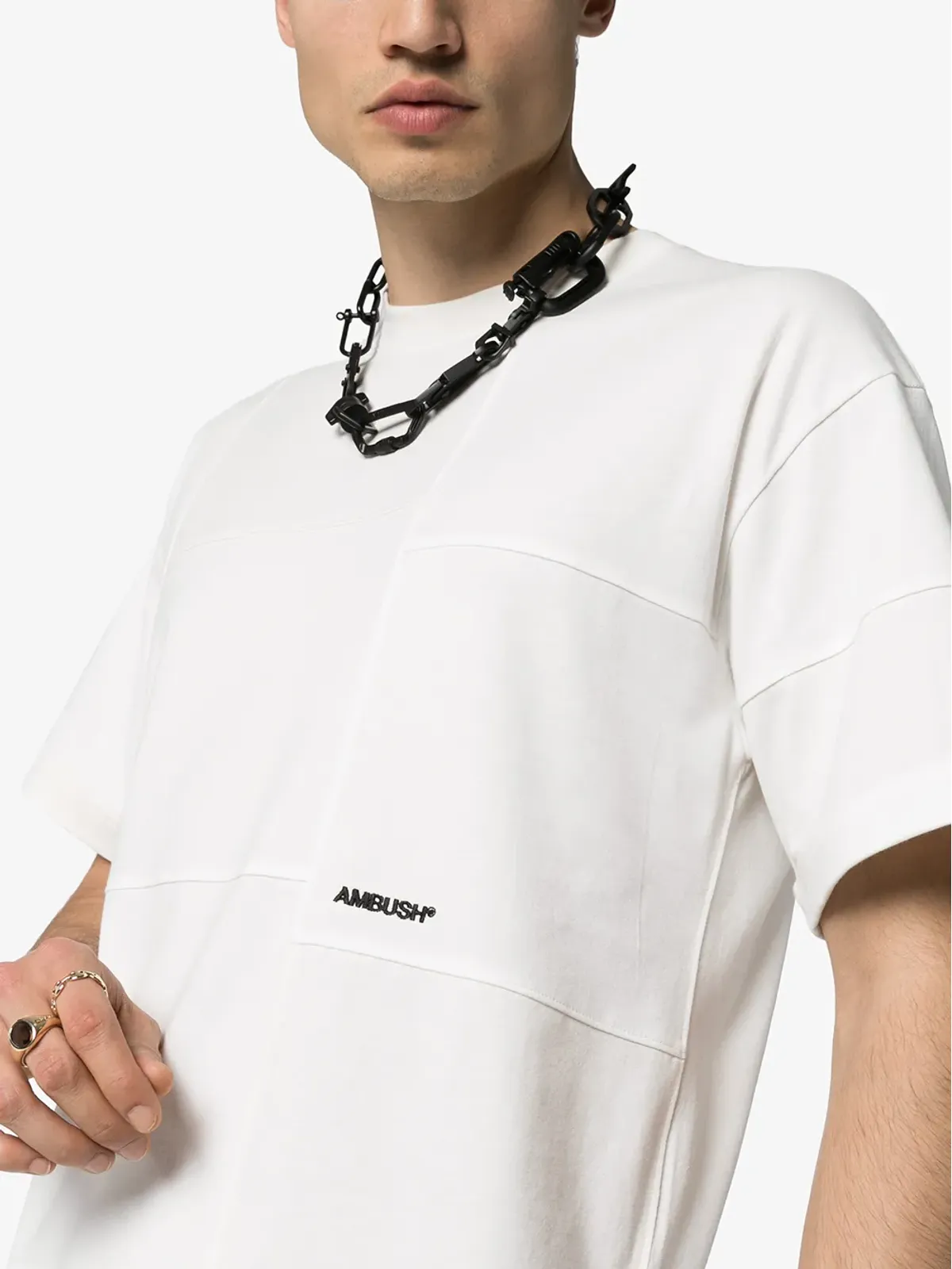 AMBUSH ロゴプリント・トーンパッチワーク Tシャツ - 画像5