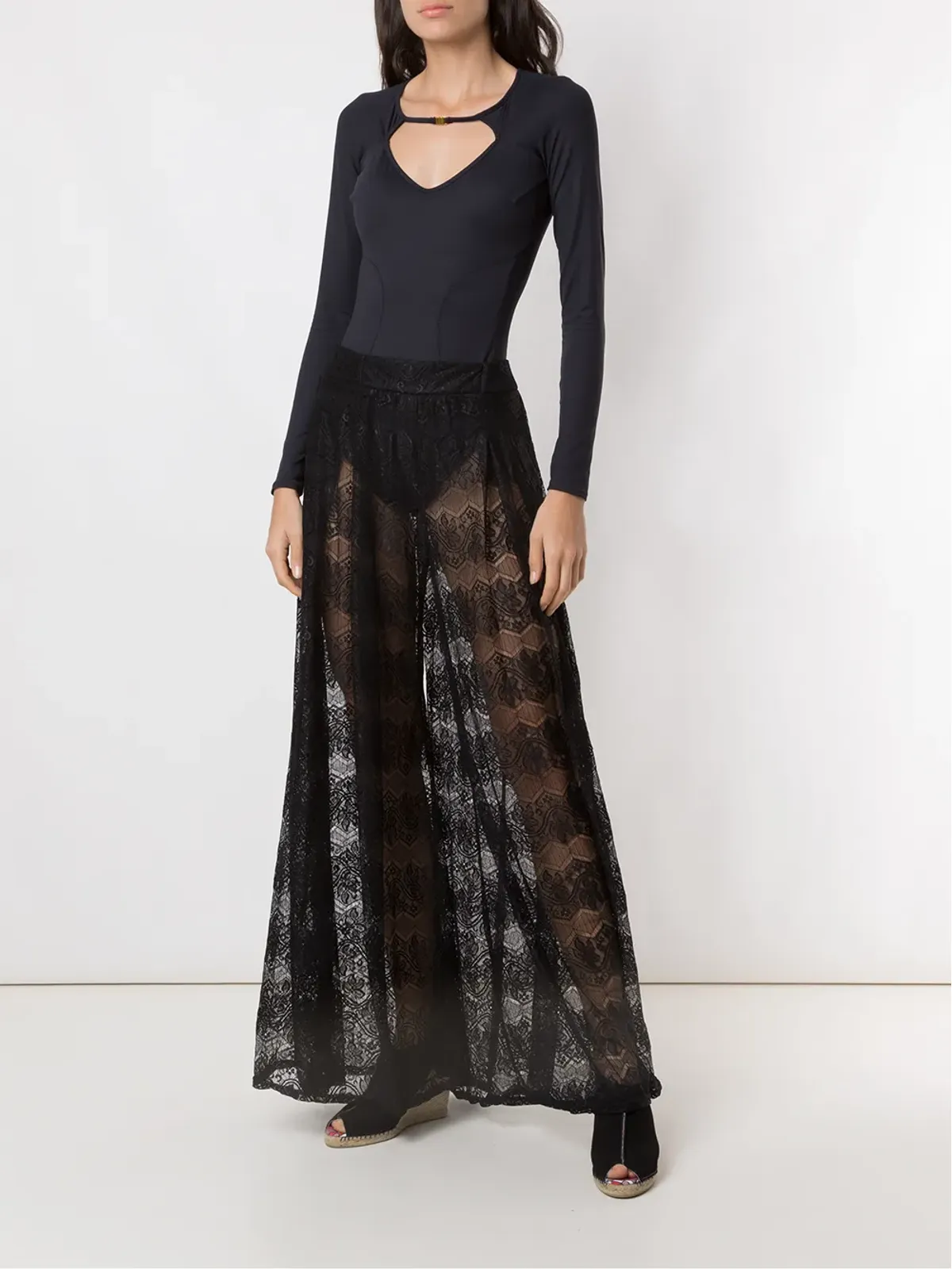 Amir Slama ワイドレッグレースパンツ - 画像2