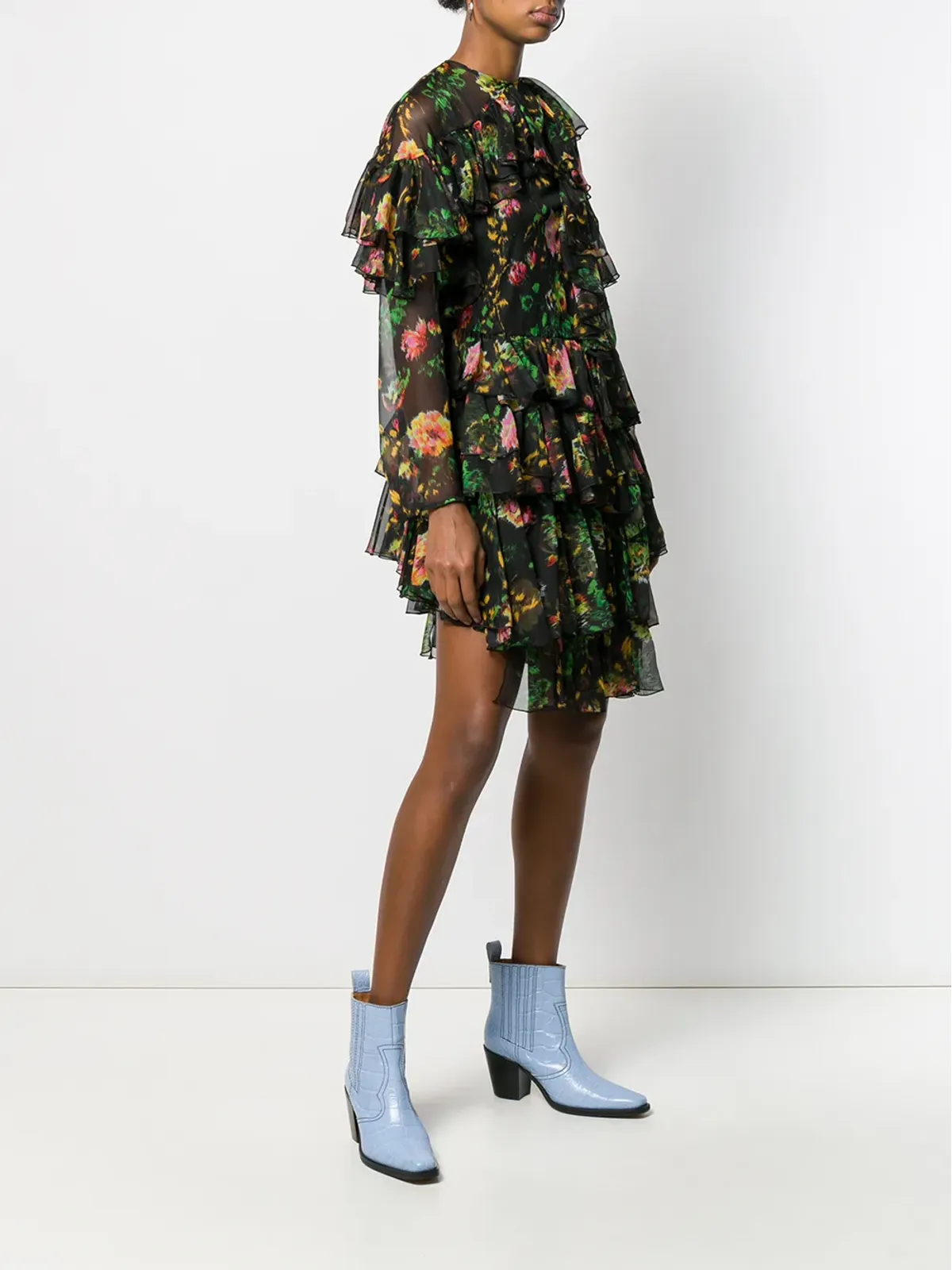 MSGM 花柄プリントのフリルドレス - 画像3