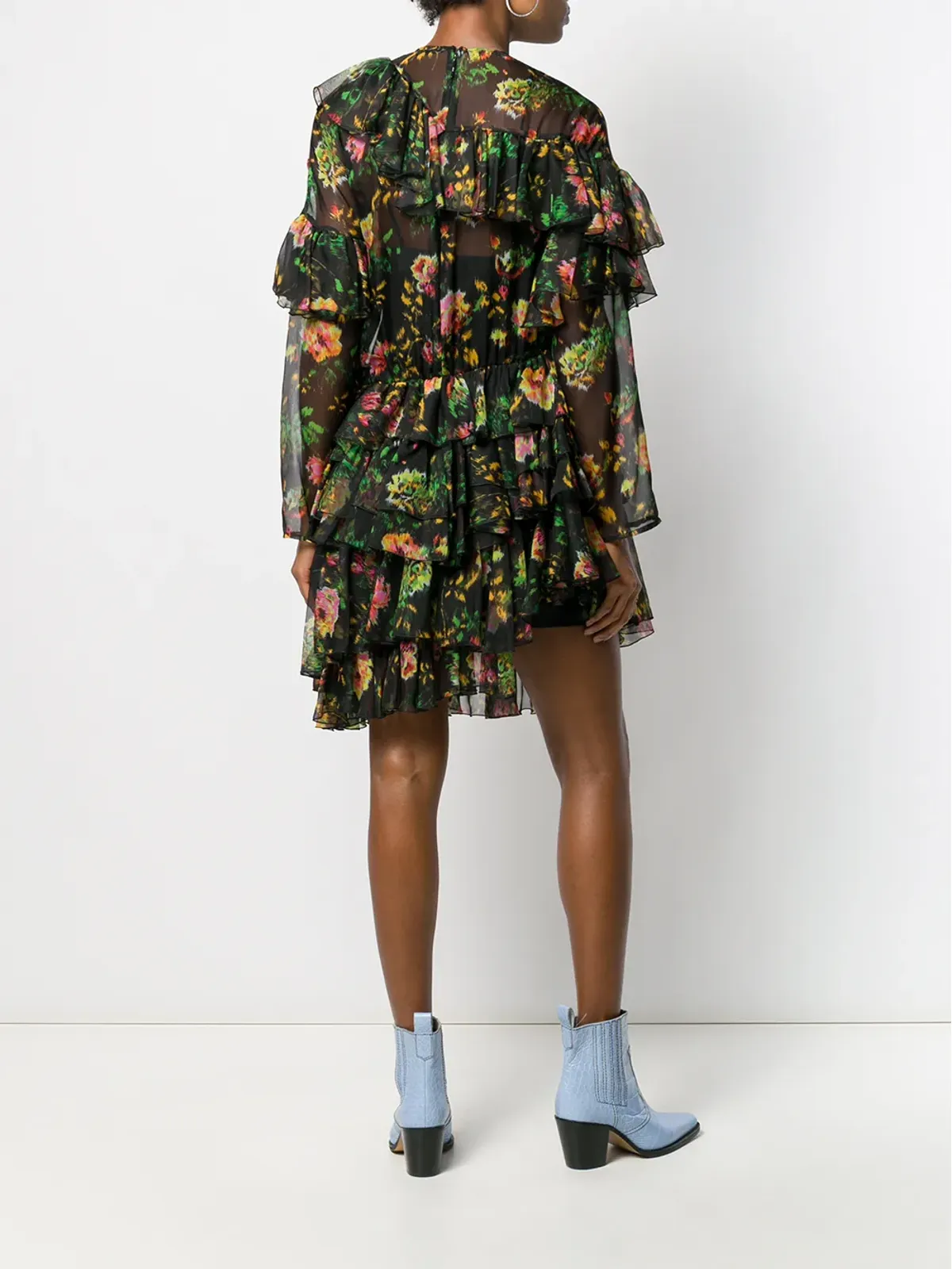MSGM 花柄プリントのフリルドレス - 画像4