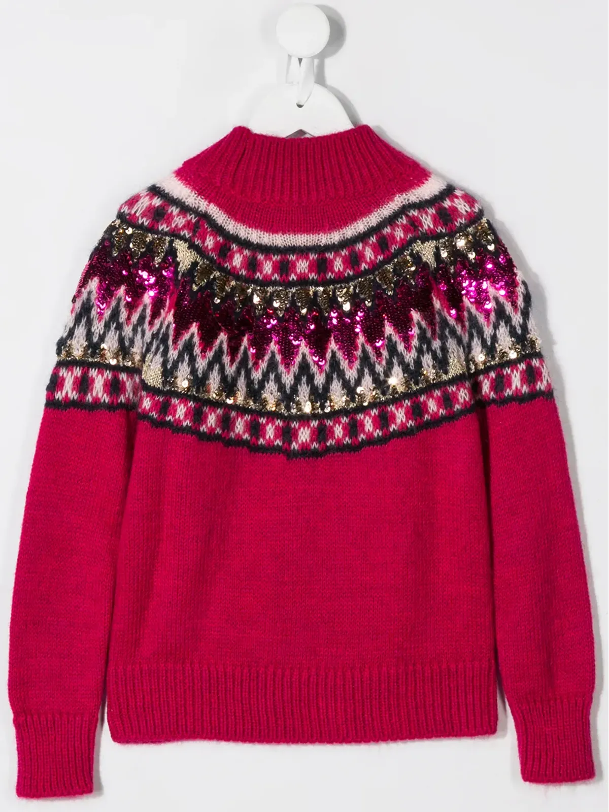Alberta Ferretti Kids ピンクのスパンコール刺繍入りセーター - 画像2