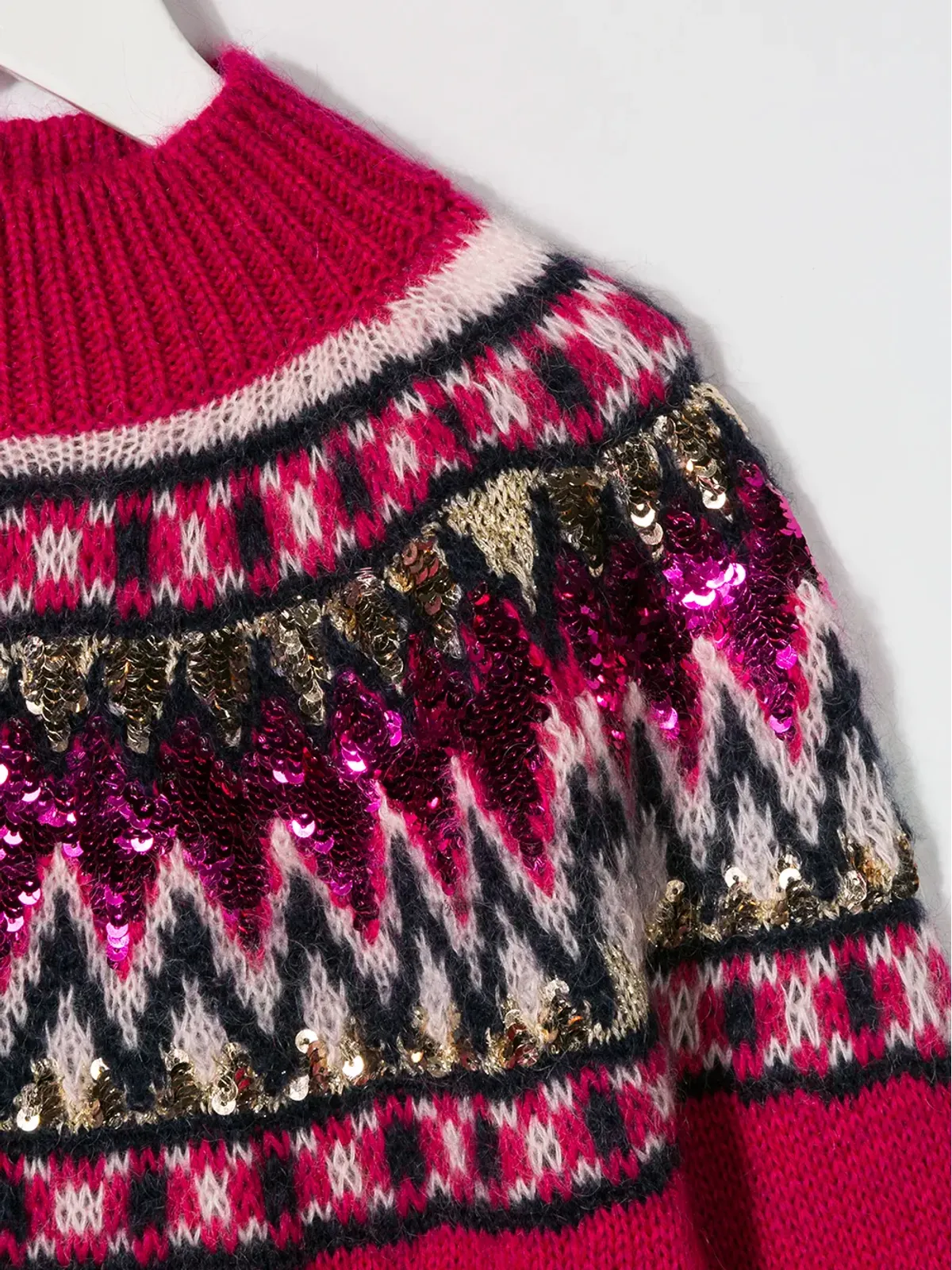 Alberta Ferretti Kids ピンクのスパンコール刺繍入りセーター - 画像3