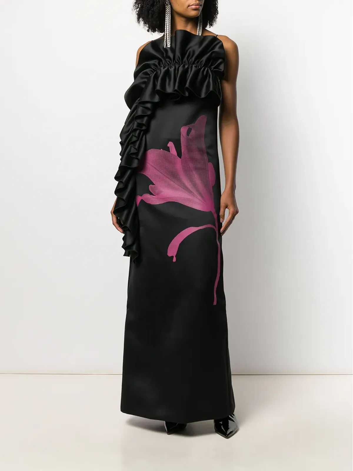 Christopher Kane ラッフルトリム イブニングドレス（ブラック） - 画像2