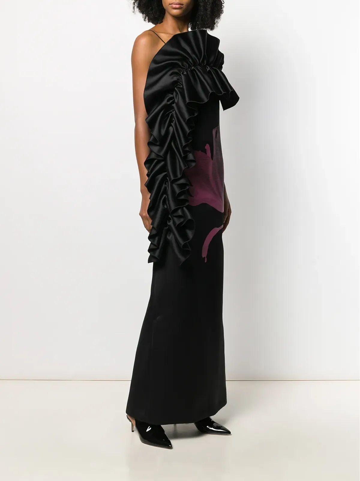 Christopher Kane ラッフルトリム イブニングドレス（ブラック） - 画像3