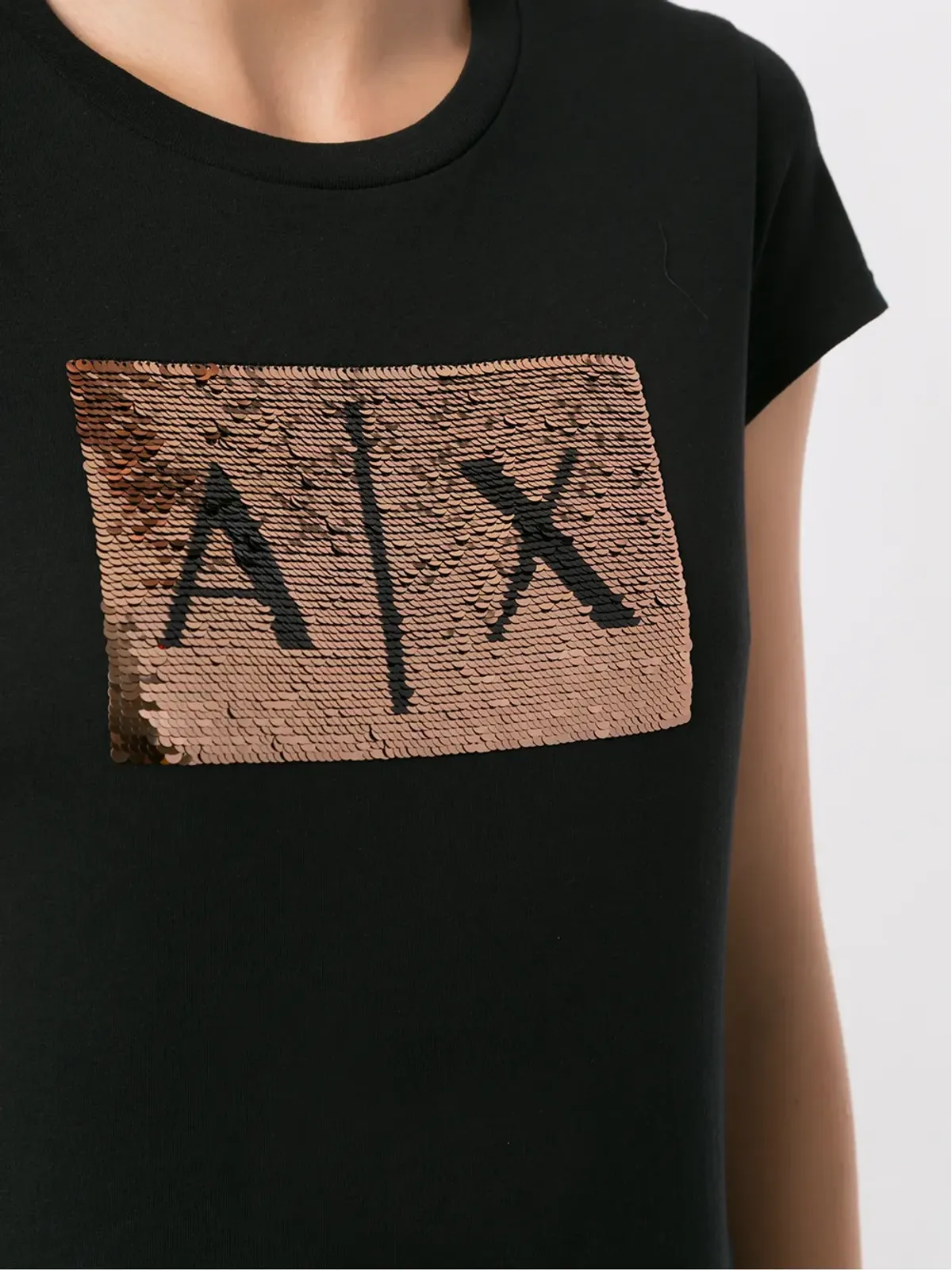 Armani Exchange スパンコール刺繍入り クルーネックTシャツ - ブラック - 画像5