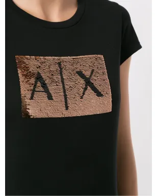 Armani Exchange スパンコール刺繍入り クルーネックTシャツ - ブラック - サムネイル5
