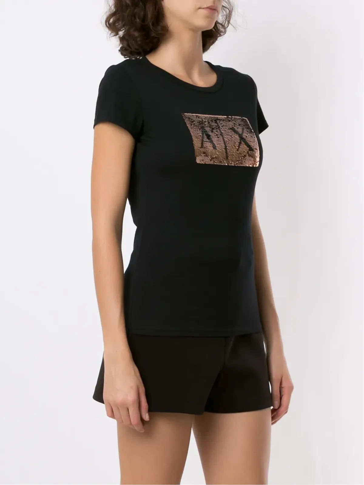 Armani Exchange スパンコール刺繍入り クルーネックTシャツ - ブラック - 画像3