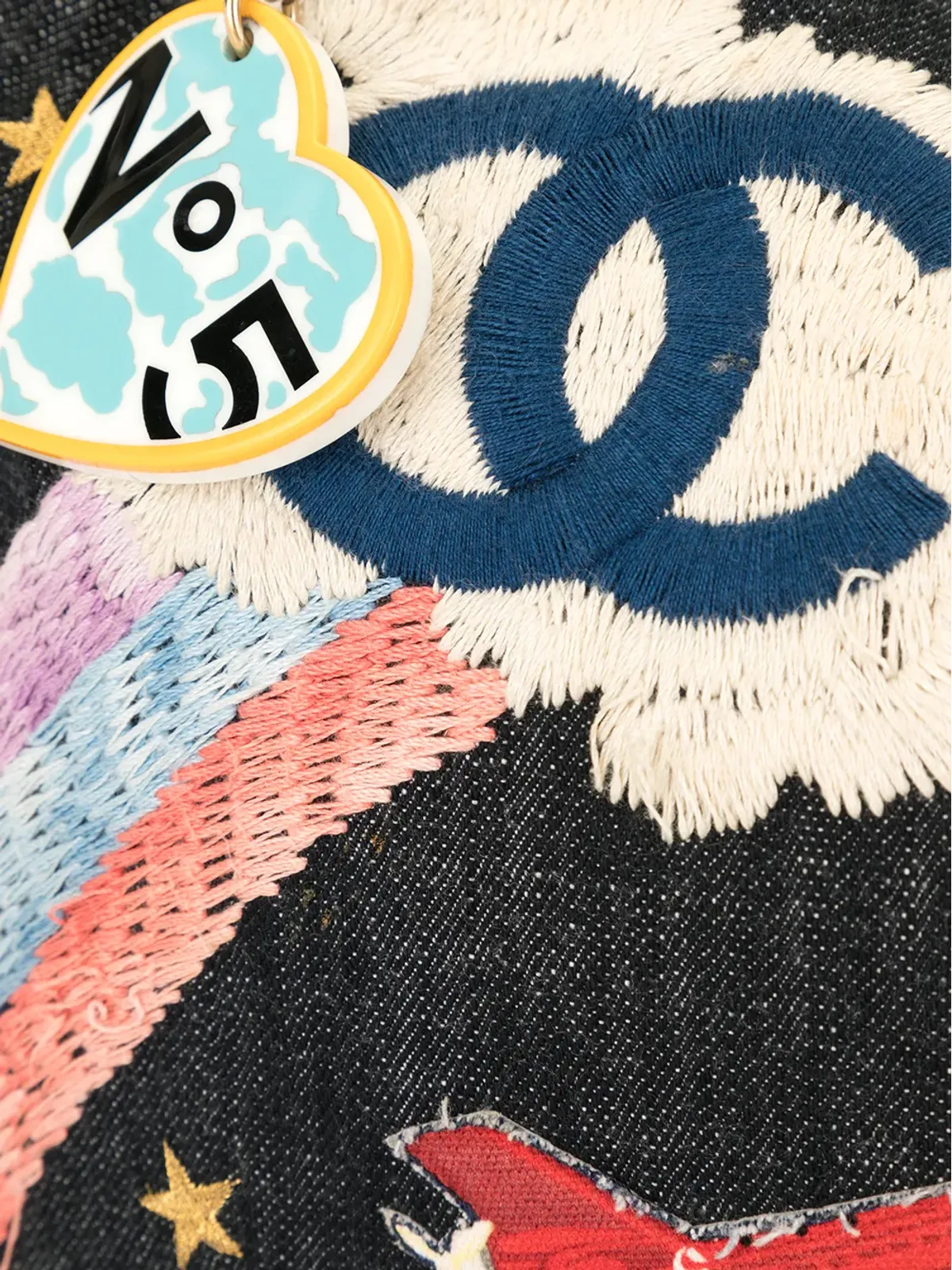 CHANEL ビンテージ 虹色刺繍トート - 画像4