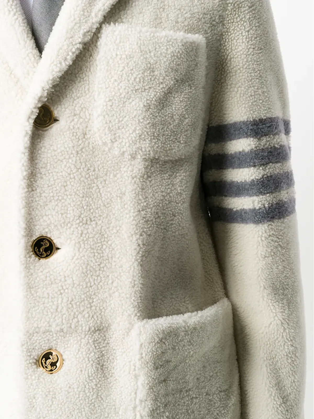 Thom Browne 4バー シアリング・サック・オーバーコート（ホワイト） - 画像5