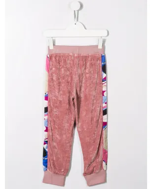 PUCCI Junior ピンク サイドプリント ベルベット トラックパンツ - サムネイル2