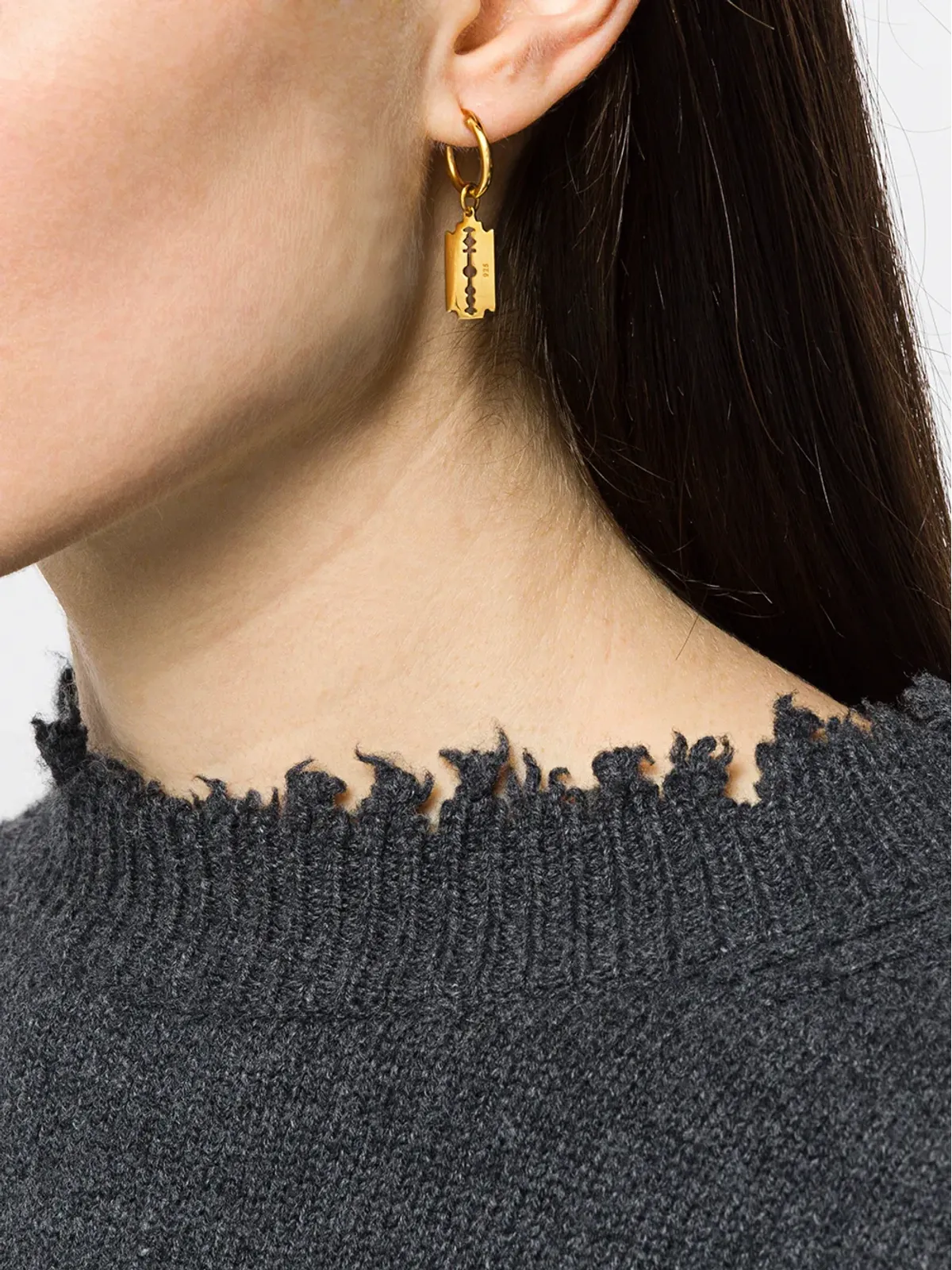 True Rocks razor hoop earrings - Gold - 画像2