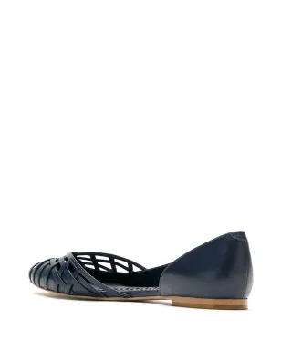 Sarah Chofakian Victoria レザー フラット バレリーナ ブルー - サムネイル3