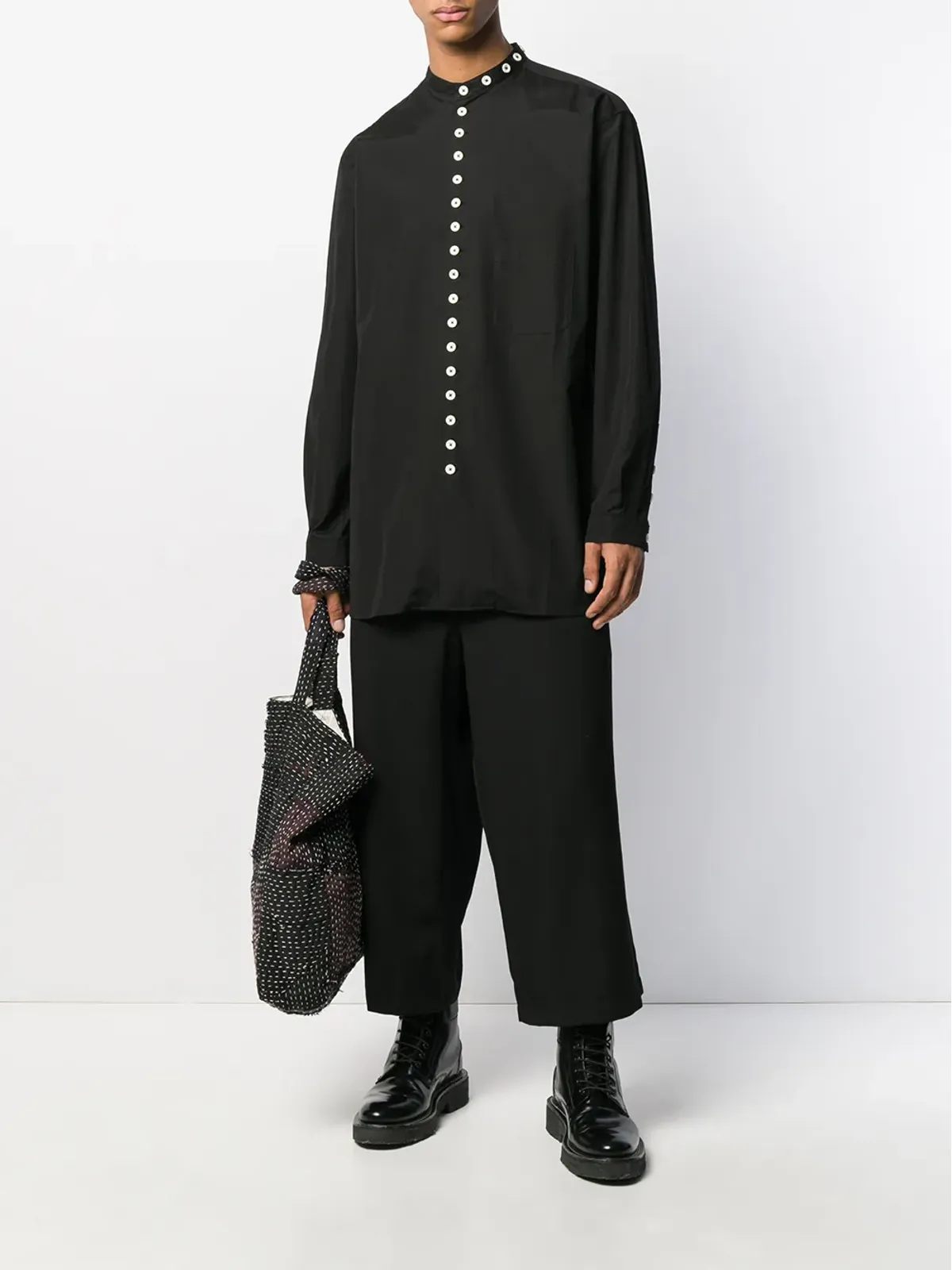 Yohji Yamamoto コントラストボタンシャツ - 画像2