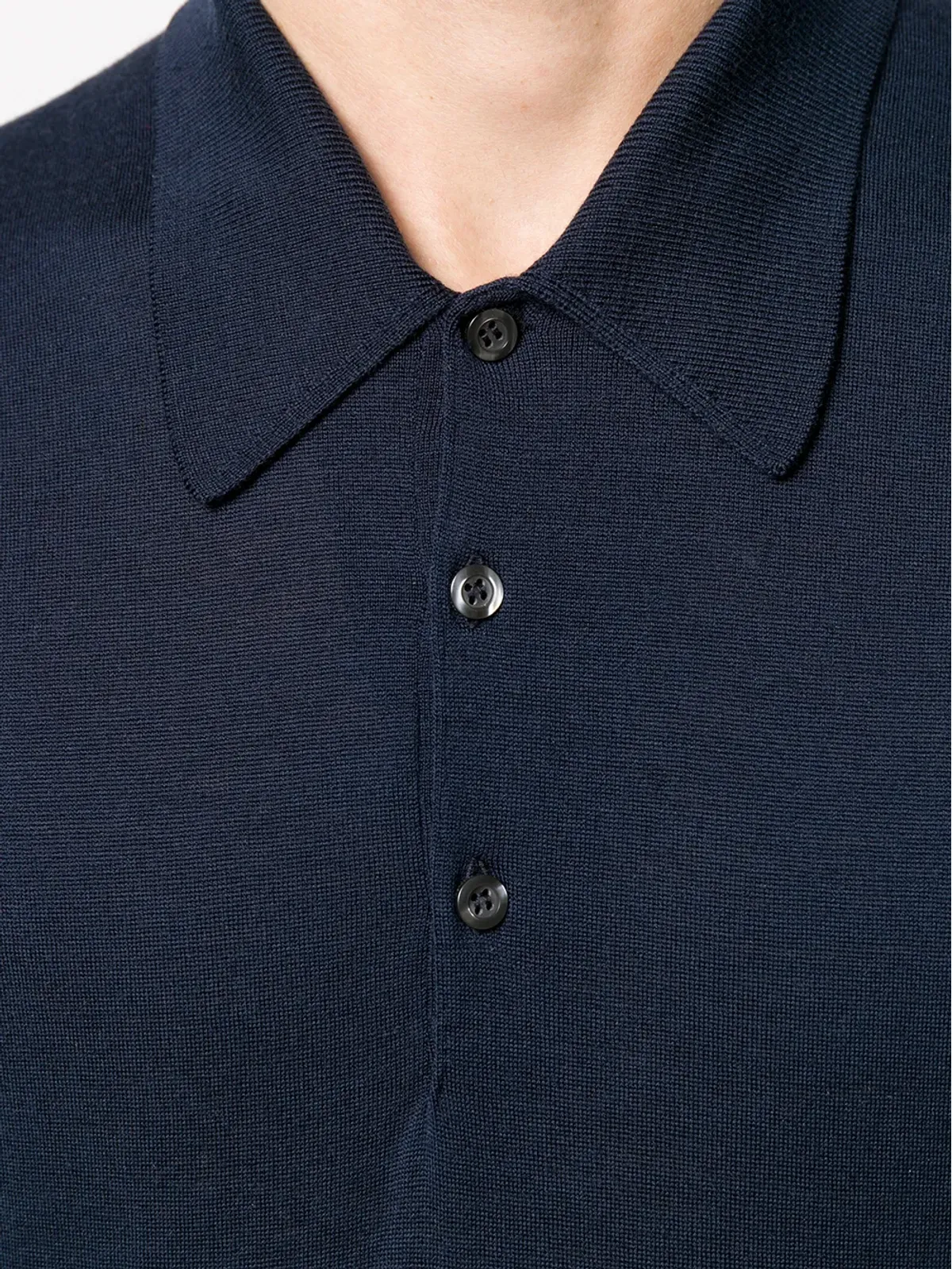 John Smedley ミッドナイトブルー ウール製ニットポロシャツ - 画像5